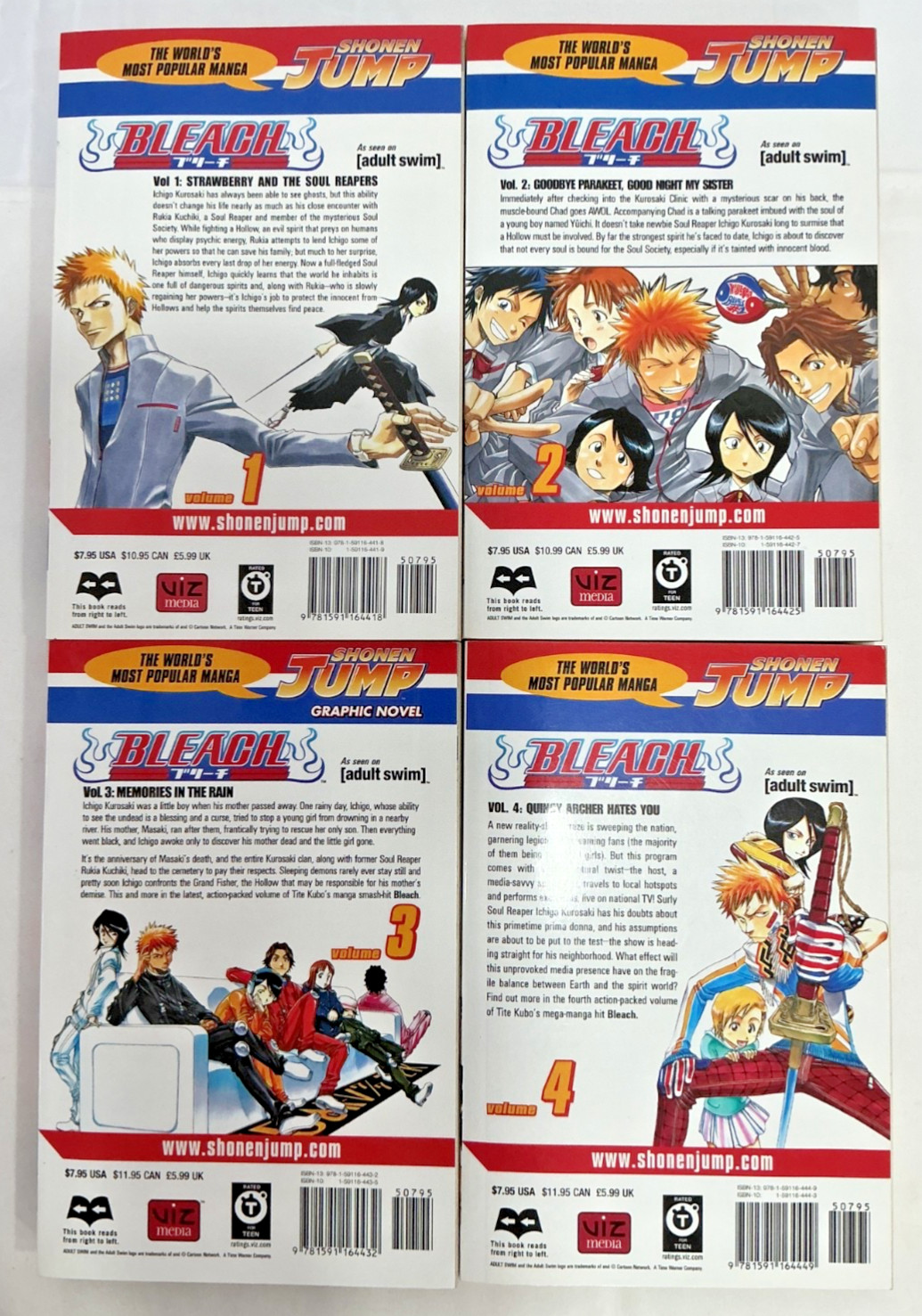 Bleach Vol. 1-4 Manga English Tite Kubo Jump 1 2 3 4 Book Lot