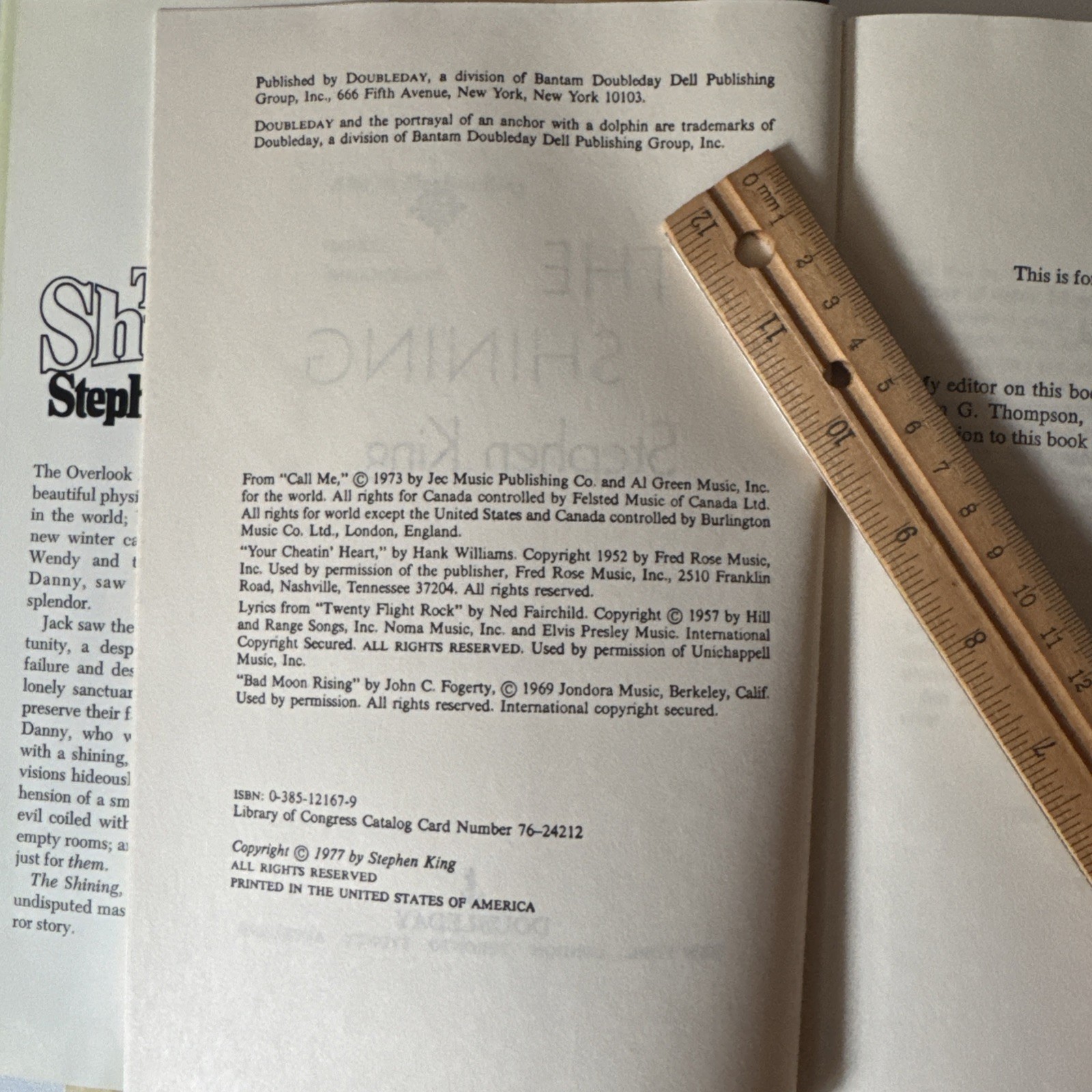 Hardcover – “The Shining” by Stephen King – Printed 1977 Doubleday 1st Edition