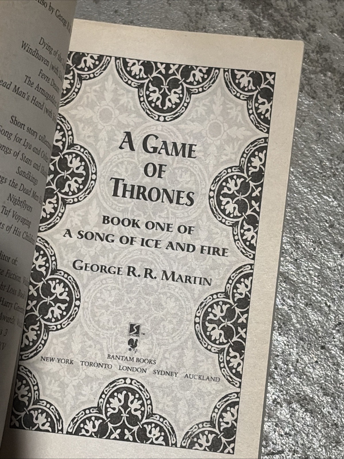 A Game of Thrones George R R Martin 1st Bantam PB Ed 12th Printing 1997