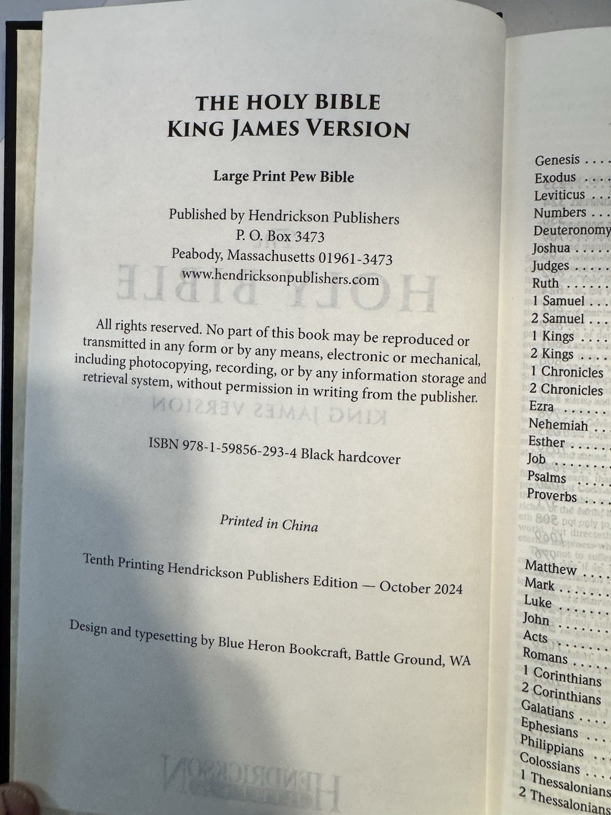 KJV Large Print Pew Bible Black Hardcover Hendrickson King James Version