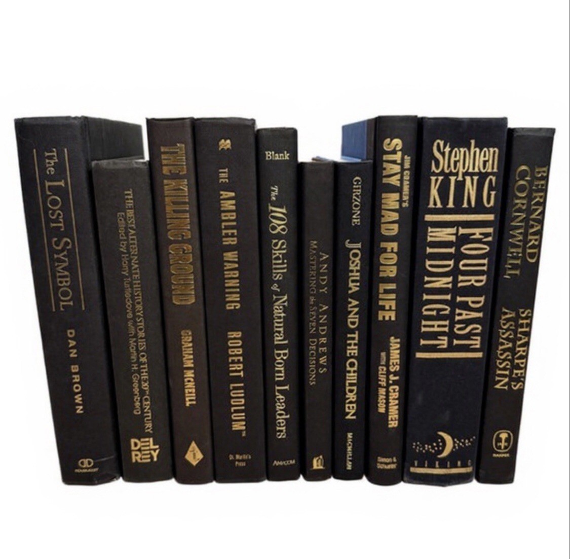 Lot of 10 Hardcover BLACK Books for Staging Prop Decor Real Books