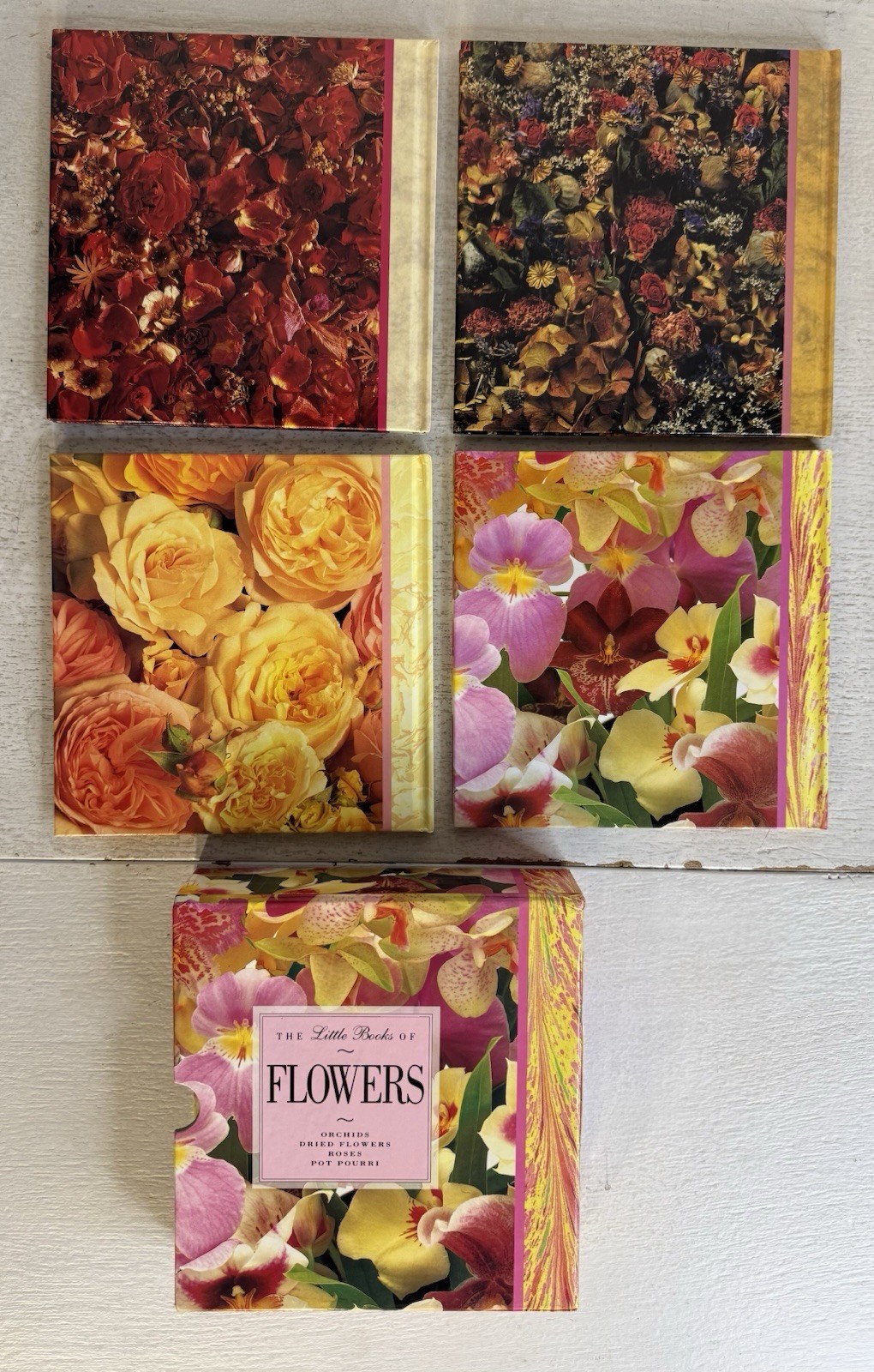 The Little Books of Flowers – David Squire (1993 HC Books w/Slipcase) LN Cond.