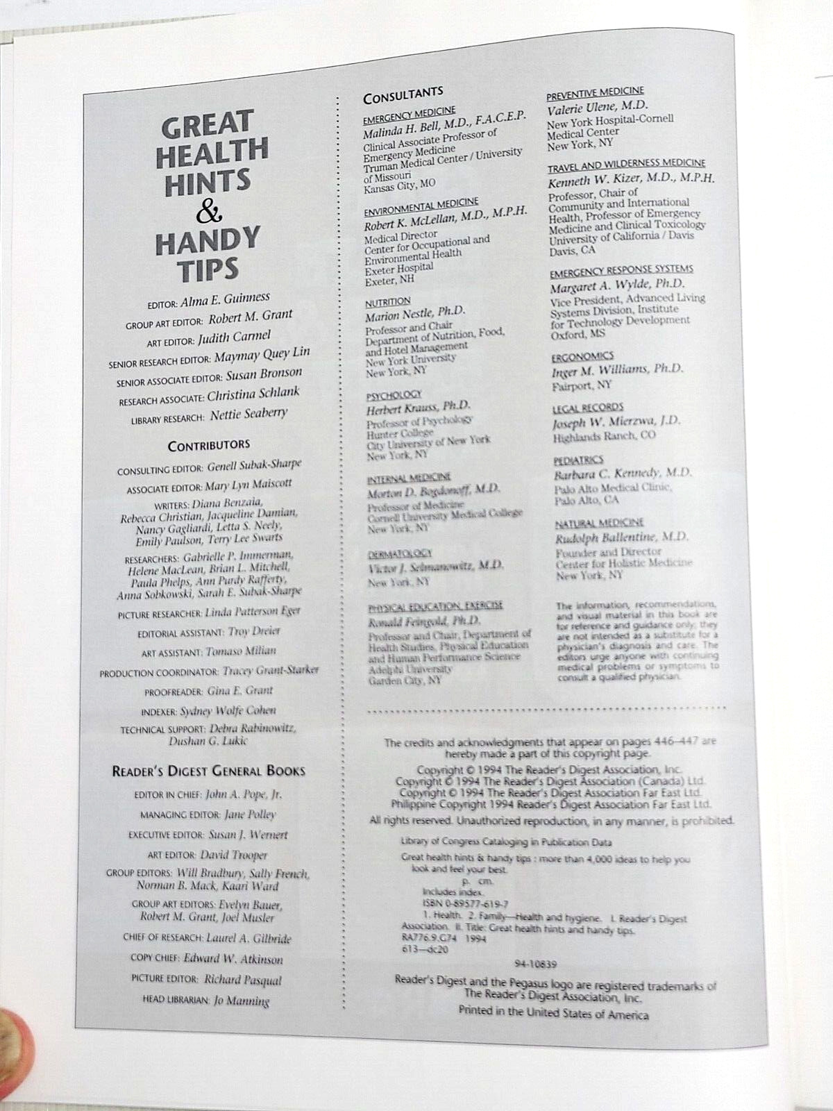 Great Health Hints and Handy Tips. Readers Digest Hardcover Great Condition.