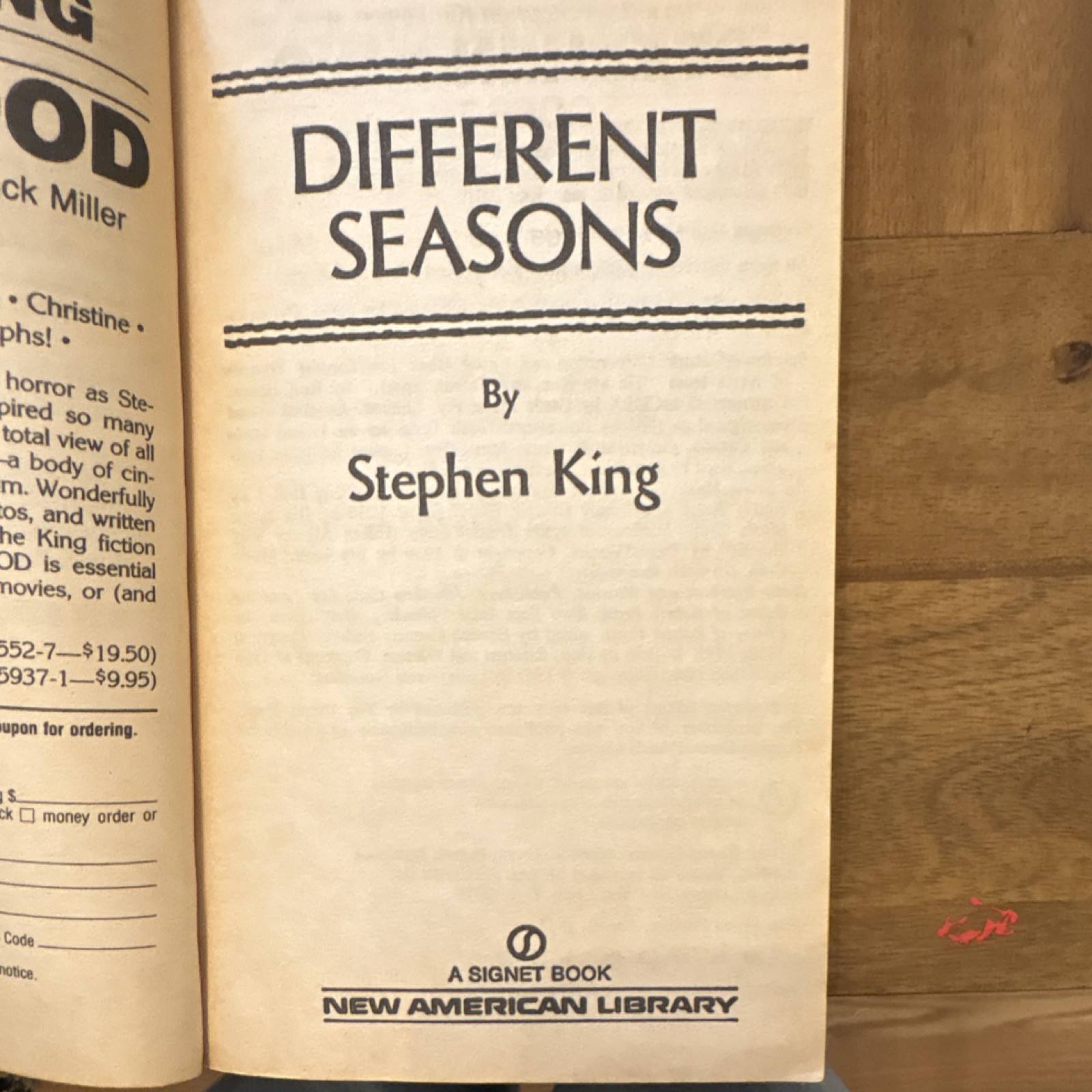 Stephen King Different Seasons Signet Paperback 1986 Film/TV Adaptation