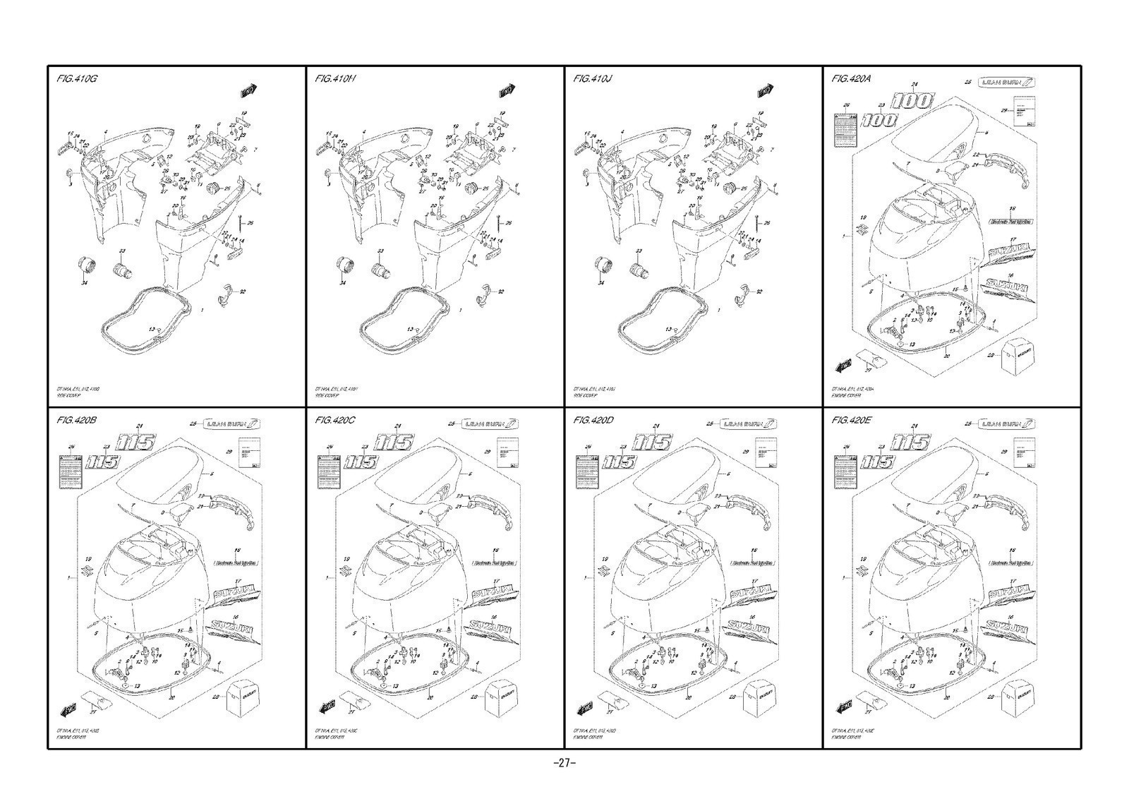 SUZUKI DF100A DF115A DF140A OUTBOARD PARTS CATALOGUE MANUAL – BOUND – COVERED