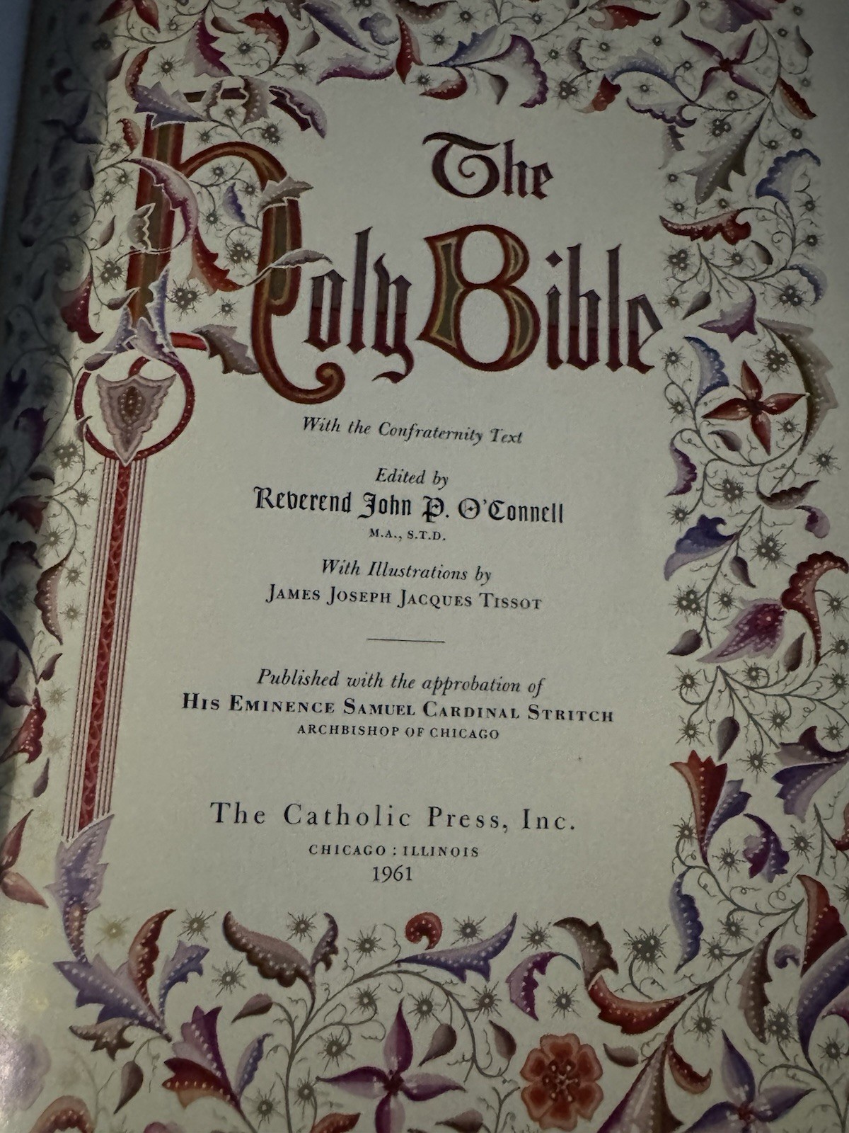 HOLY BIBLE 1960’s Catholic Press HOLY NAME DELUXE EDITION Illustrated