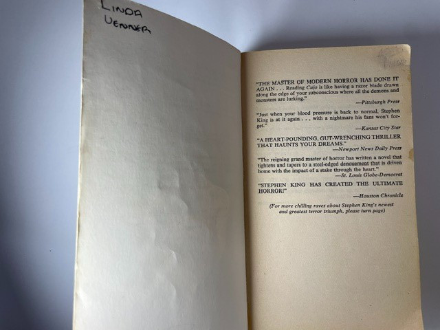 Vintage 1982 Stephen King Cujo PB 1st Signet Printing Horror Novel VG