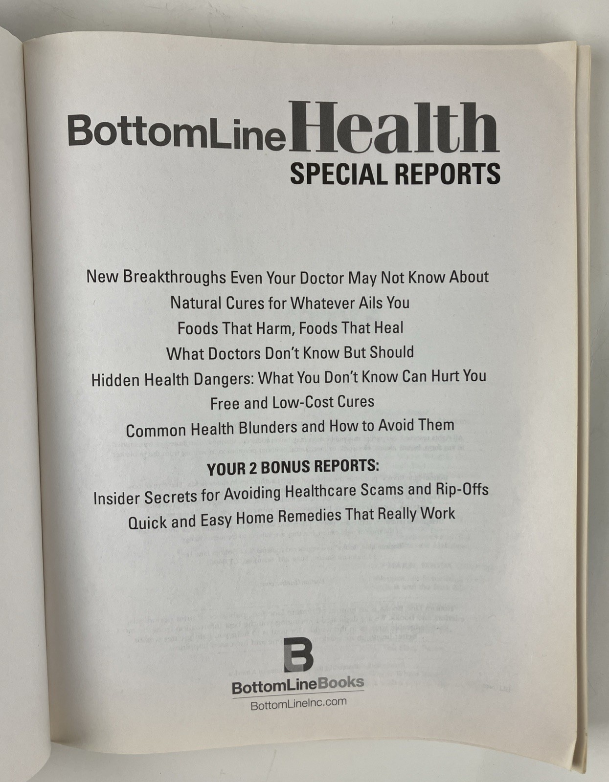 2016 Bottom Line Health Special Reports Book Nine Reports 140 pages Paperback
