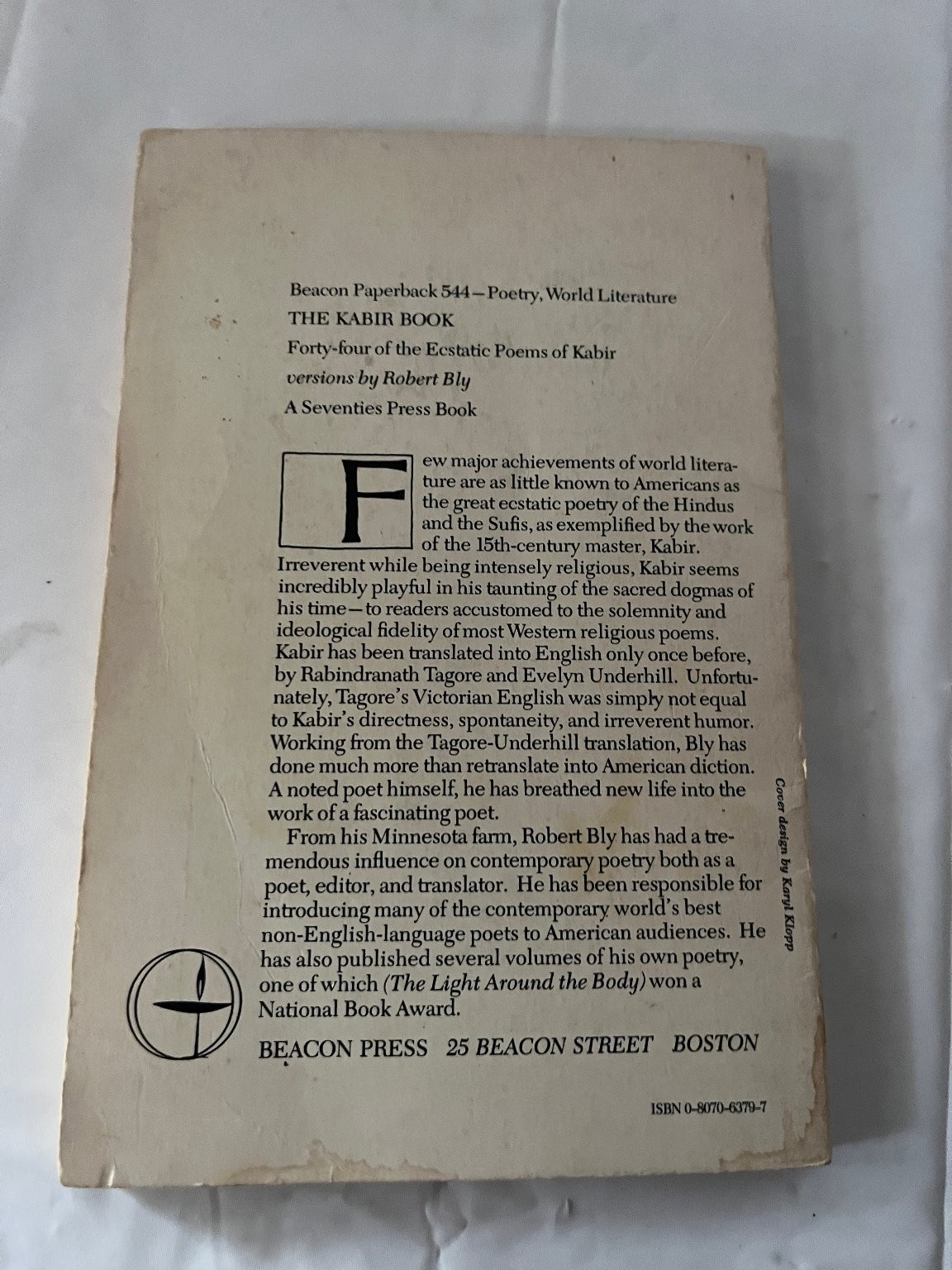 The Kabir Book Robert Bly 1977 Paperback Poetry Beacon Press