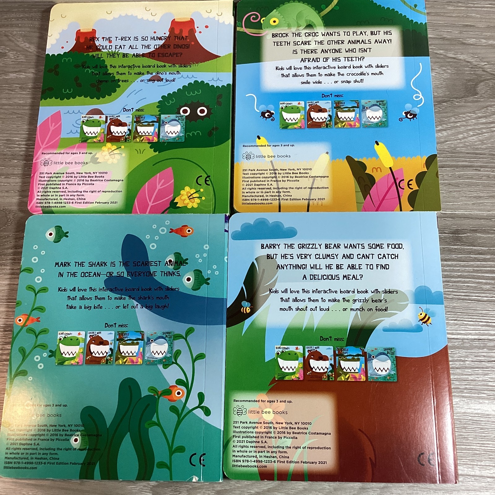 Little Bee Crunchy Books 4 Interactive Board Book Box Set Shark Bite Dino Chomp