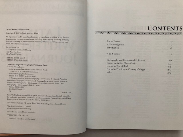 Latino Writers and Journalists by Jamie Martinez Wood all 294 pages clean
