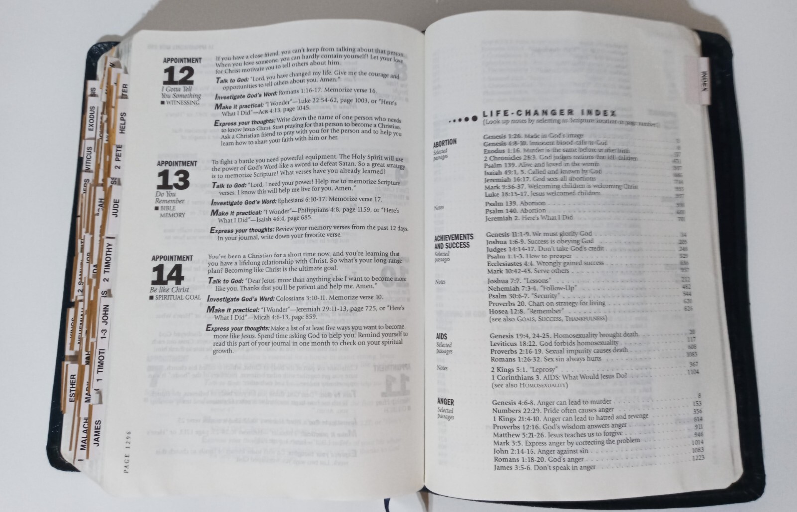 NLT Life Application Study Bible Blue Bonded Leather w/Index Tabs Tyndale 1997