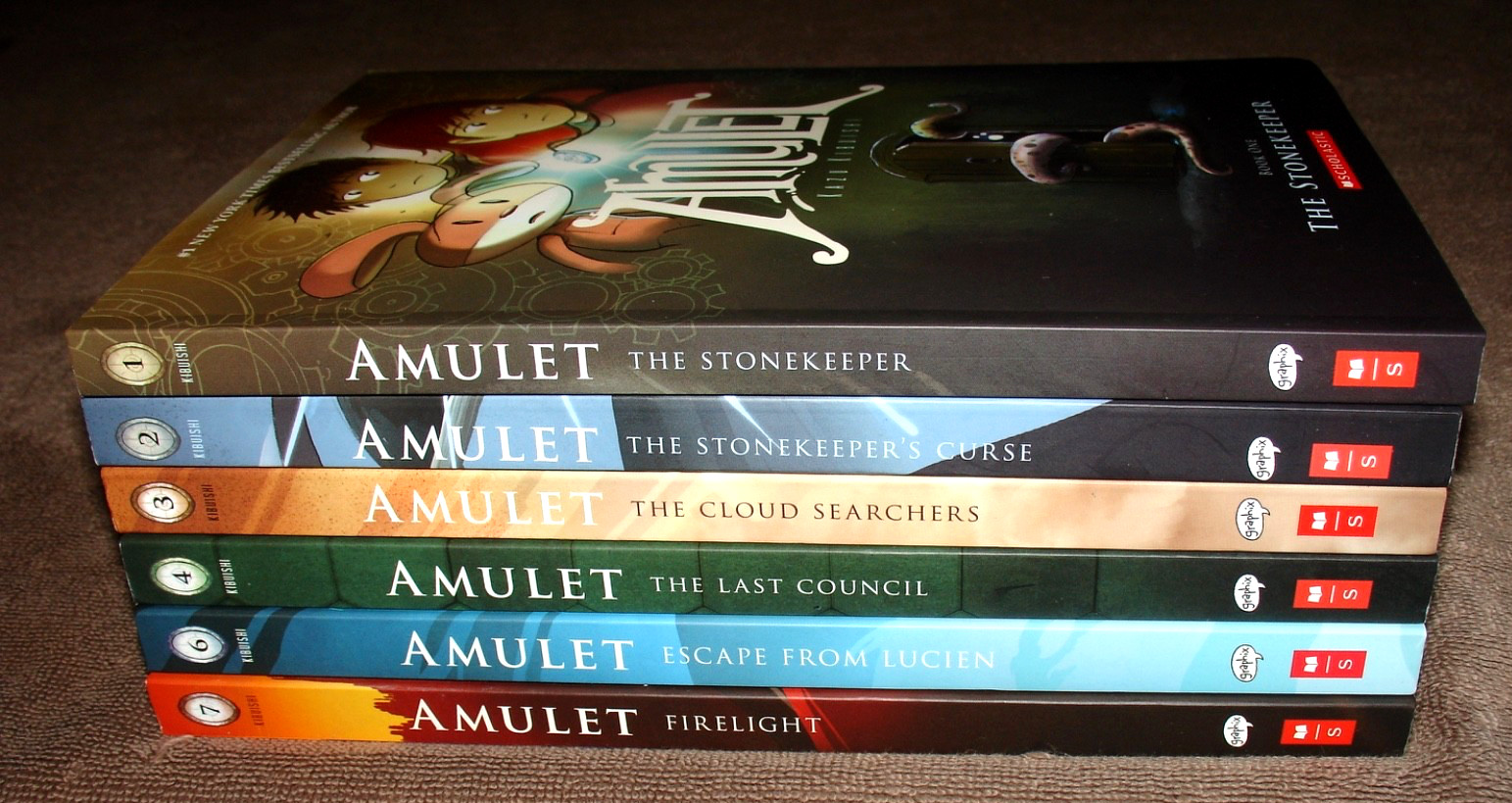 Lot of 6 Amulet Graphic Novels by Kazu Kibuishi 1, 2, 3, 4, 6, 7