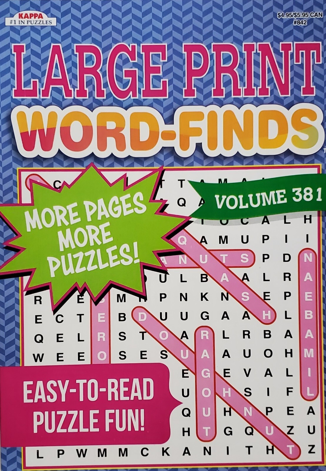 5 Large Print Word-Finds Puzzle Books Kappa Games Vol #381,443-446 ~ Search,Hunt