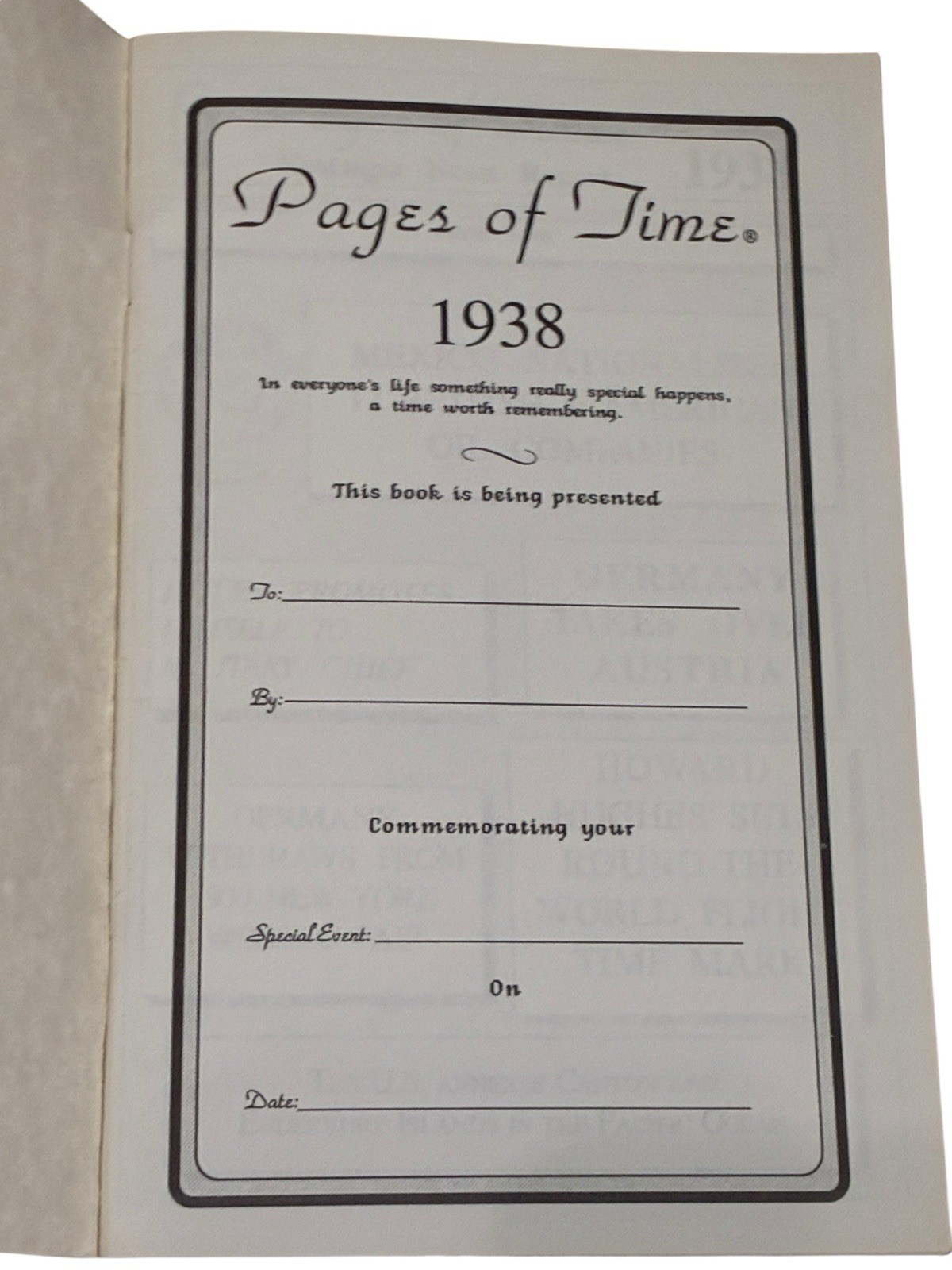 1938 PAGES OF TIME – Your Special Year Softcover News Book Booklet 24 Pages
