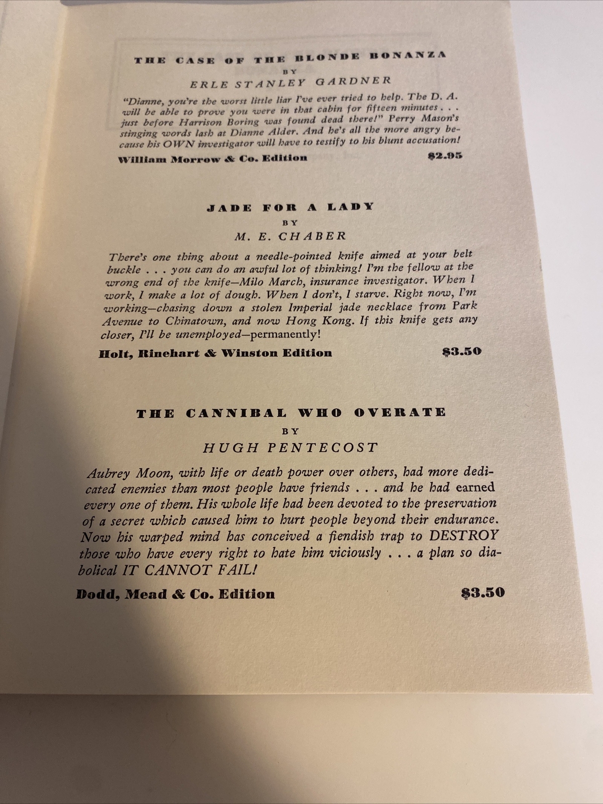 Detective Book Club – Walter J. Black (HC Blonde Bonanza 1962 h29 c