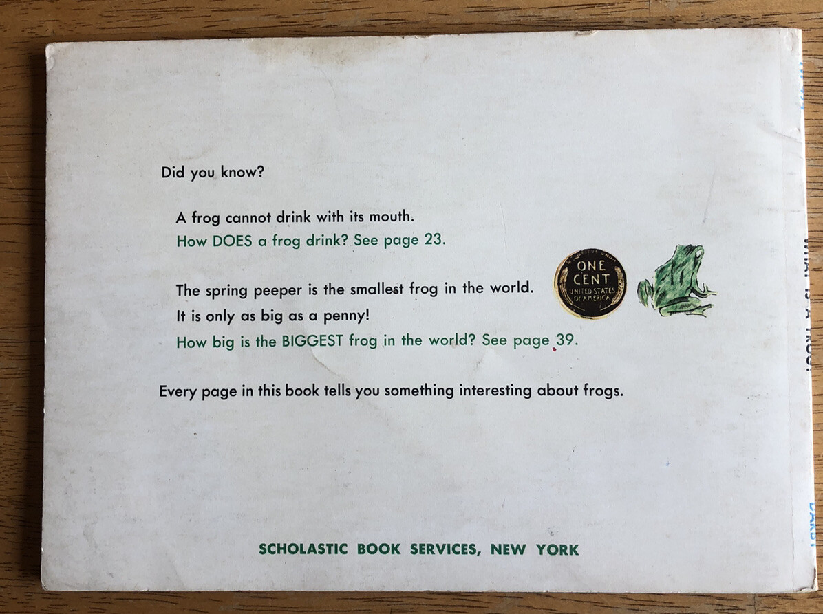 Vintage 1963 What is a Frog? by Gene Darby, Scholastic First Printing Paperback