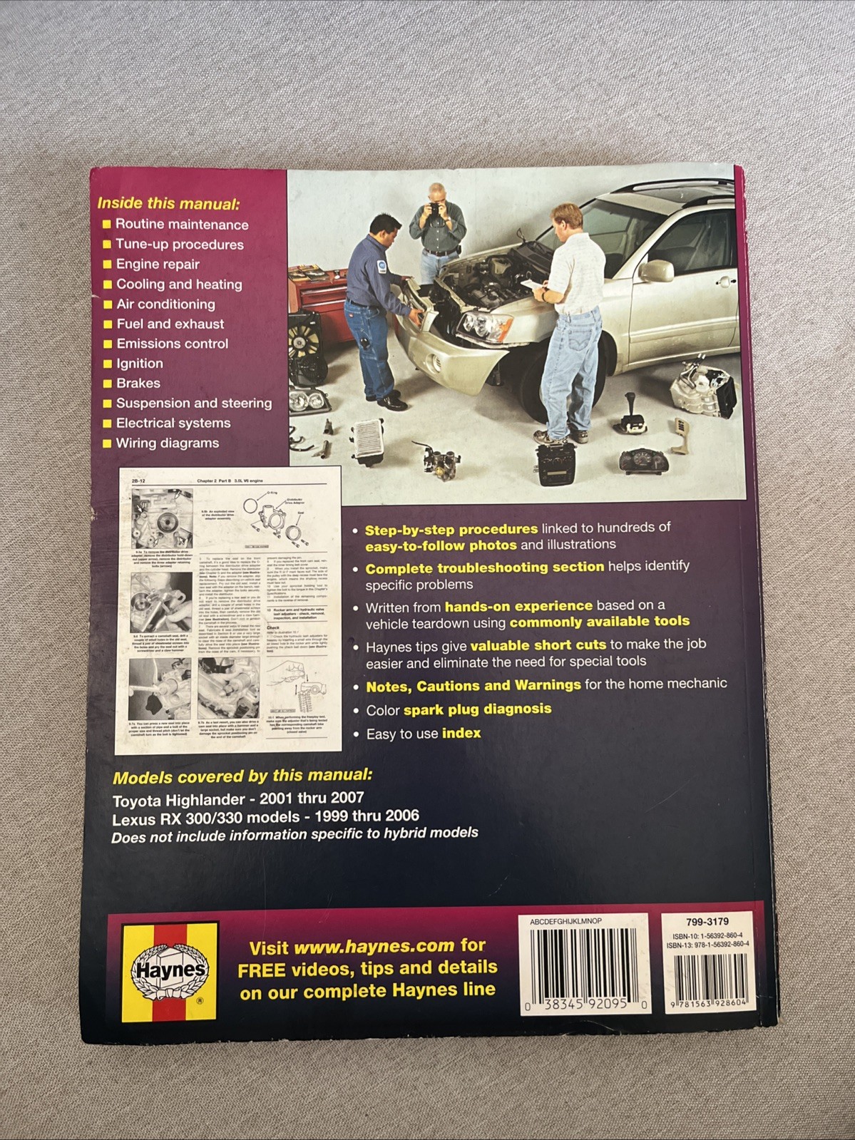 Toyota Highlander Lexus RX 300/330 1999 Thru 2007 by John Haynes (2010, Trade…