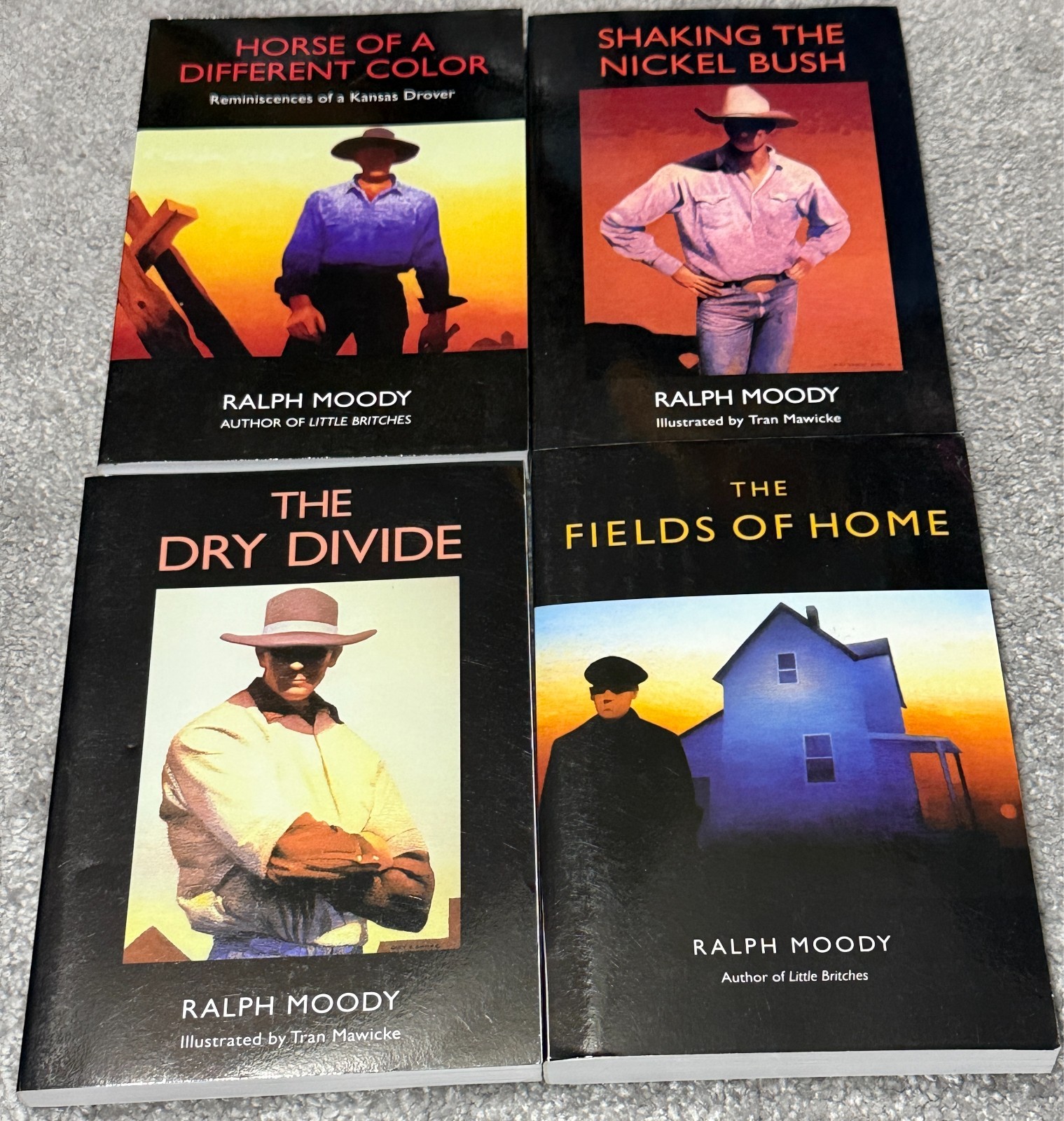 Ralph Moody Lot of 4 Paperback Books Dry Divide Fields Of Home Horse Nickel Bush