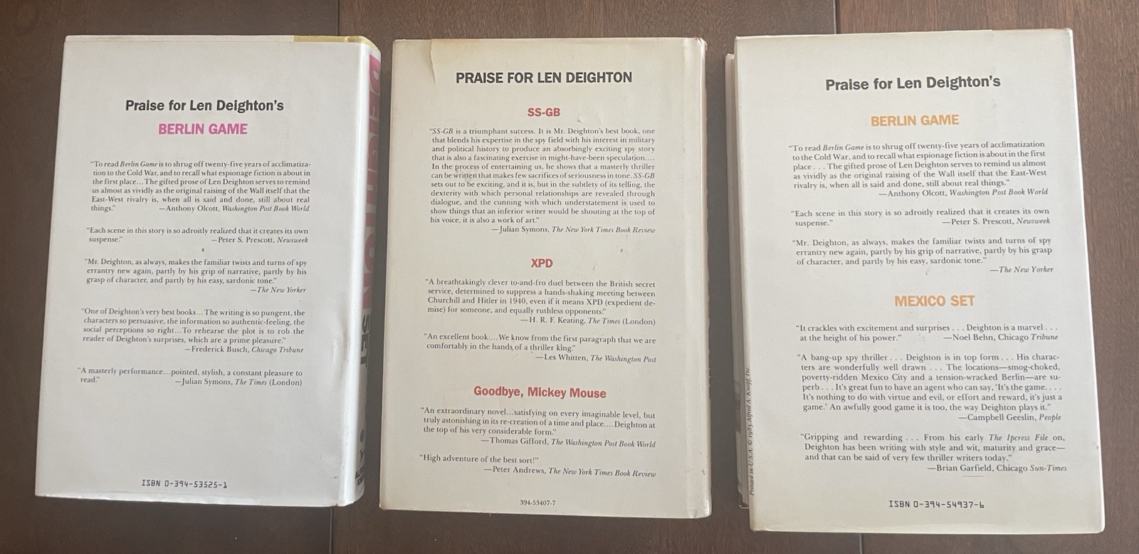 Lot of 3 Len Deighton, Hdbks, 1st Editions, V G, in London, Mexico, and Berlin