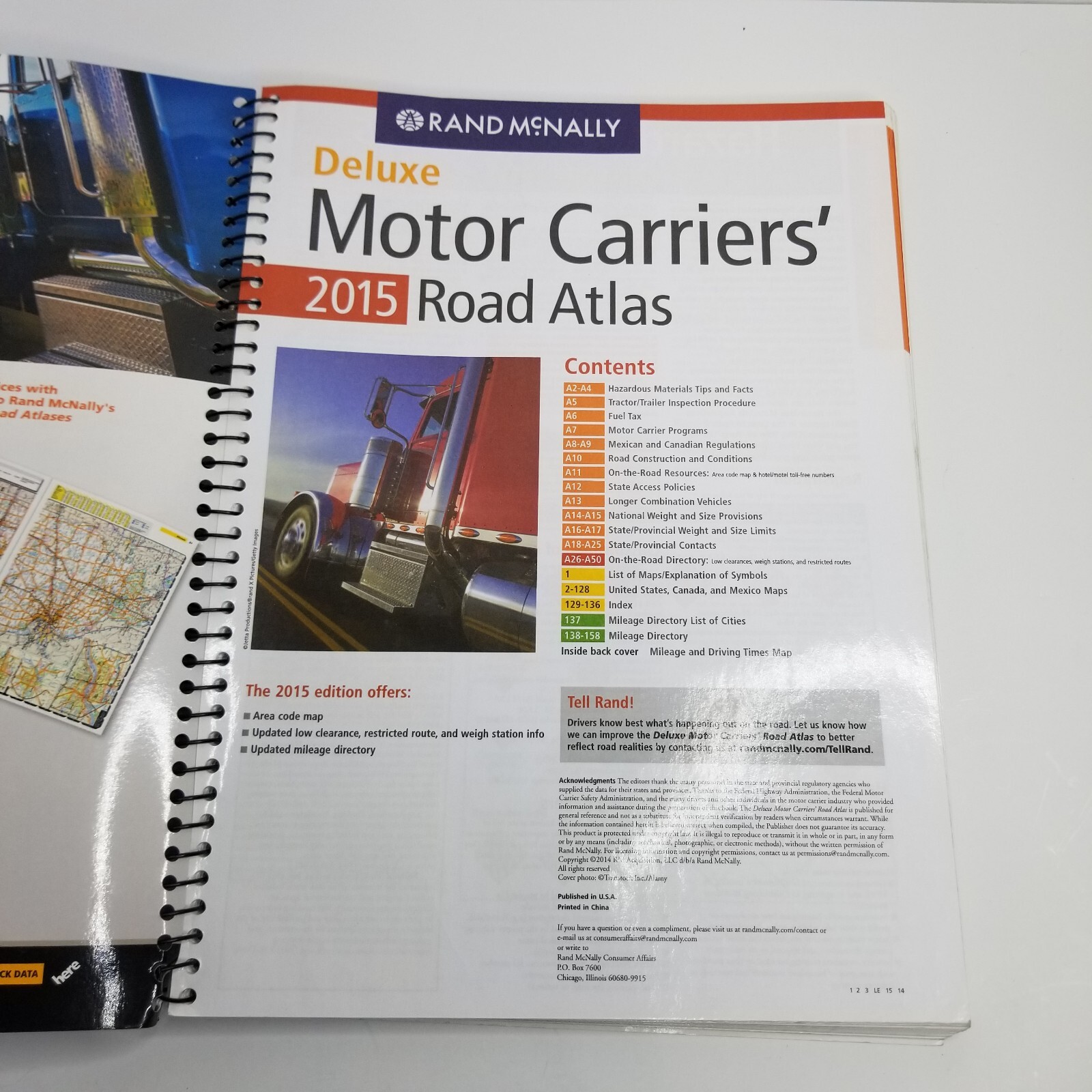 RAND MCNALLY Deluxe 2015 Road Atlas Laminated Pages Extra Durable, Prepping SHTF