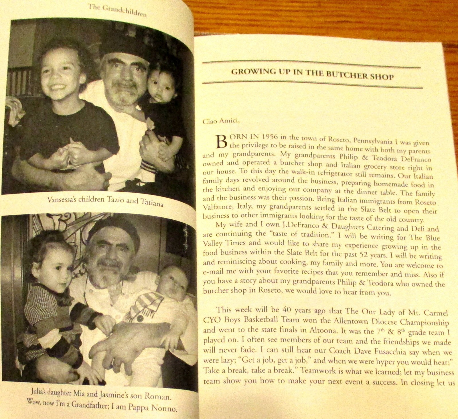 2013 Growing Up in the Butcher Shop by Joseph C. DeFranco SIGNED TPB 78 Pages