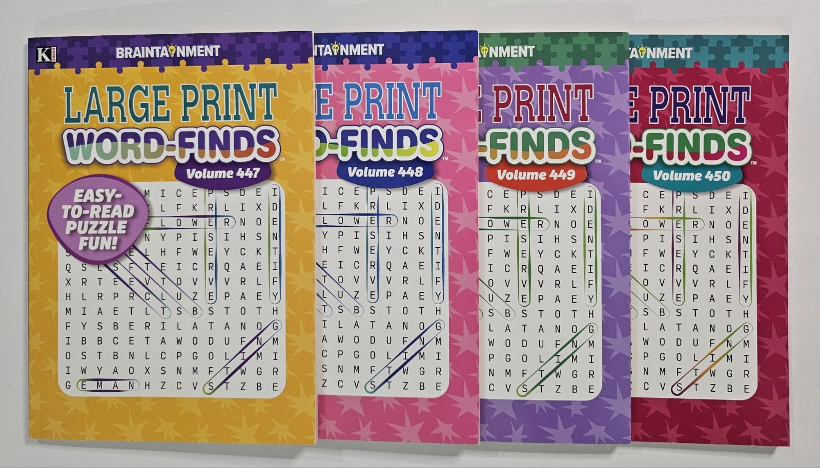 4 Large Print Word-Finds Puzzle Books Kappa Games Vol #447-450 ~ Search,Hunt