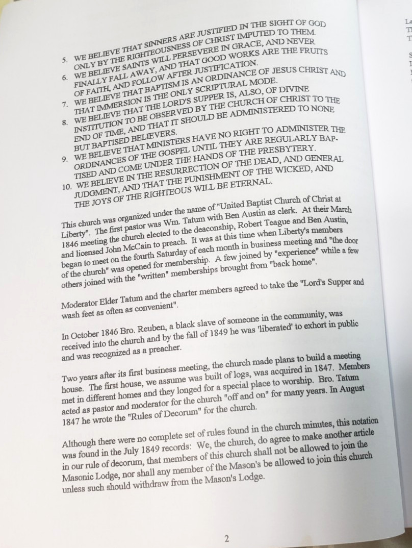 Liberty Southern Baptist Church Springfield MO History 1845-2020 34 Pages