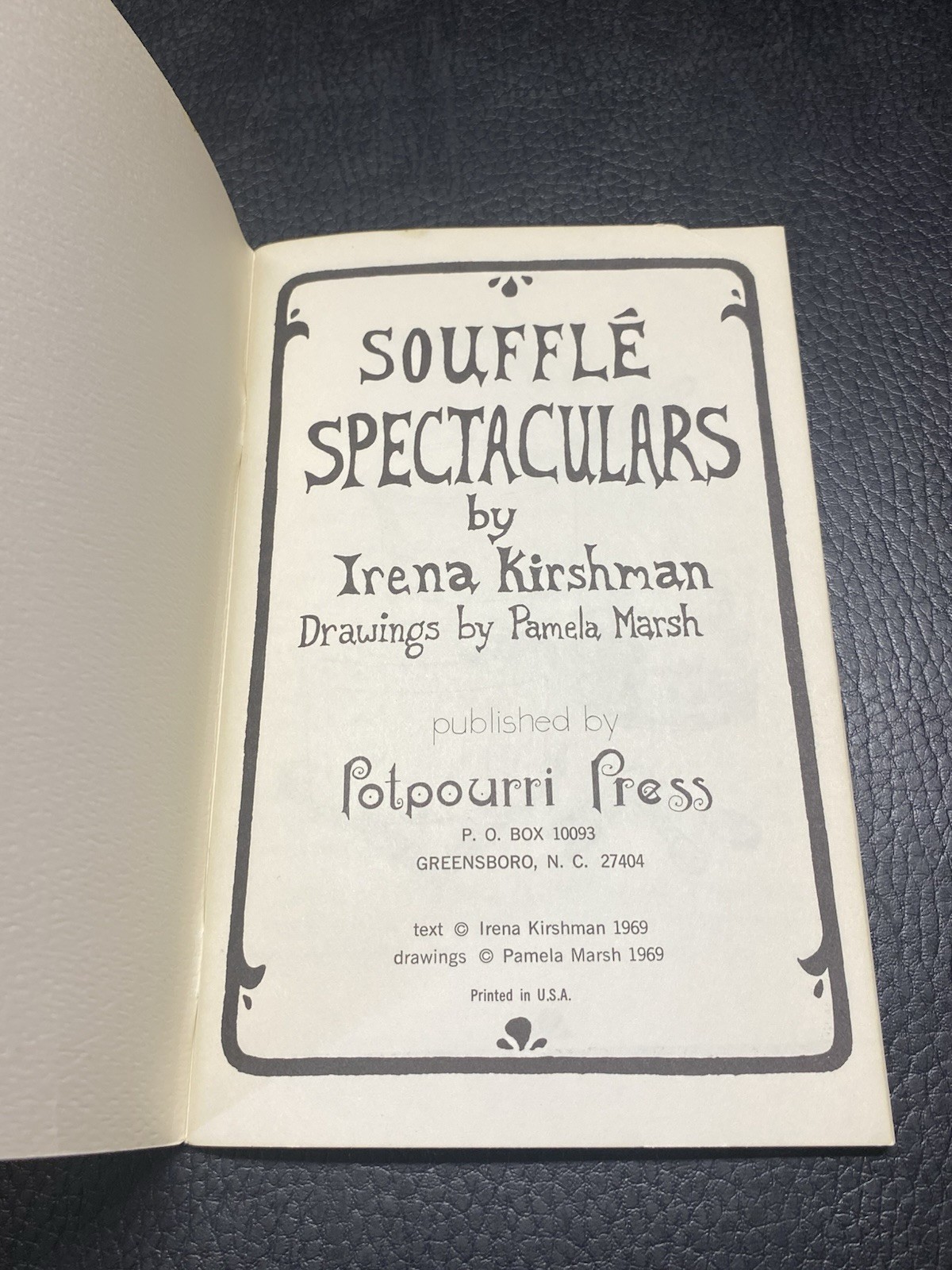 Souffle Spectaculars by Irena Kirshman (1969,Paperback) Potpourri Press 1st Ed.
