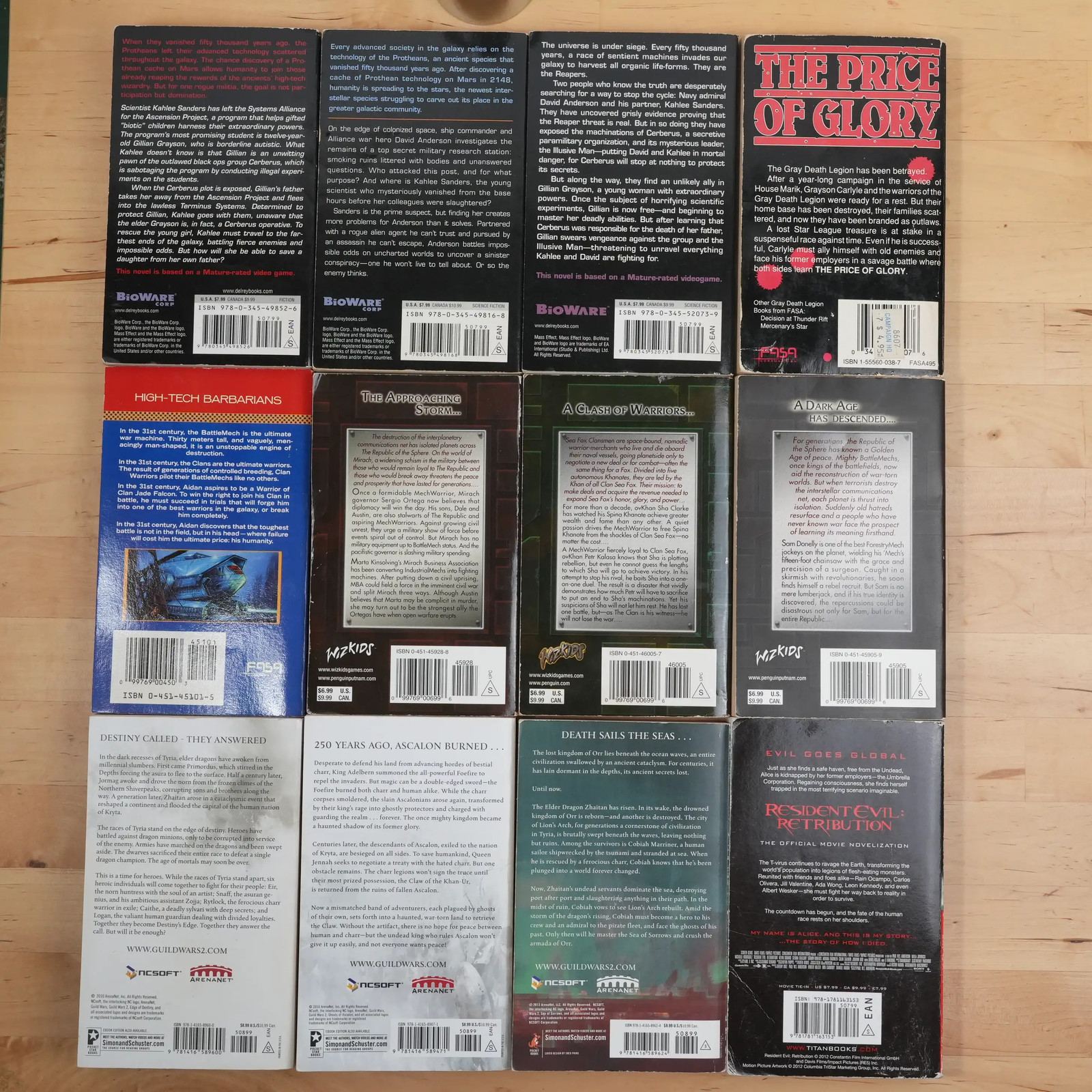 Video Game and Table Top Game Novels – 35 Book Lot – Doom, Diablo, Battletech…