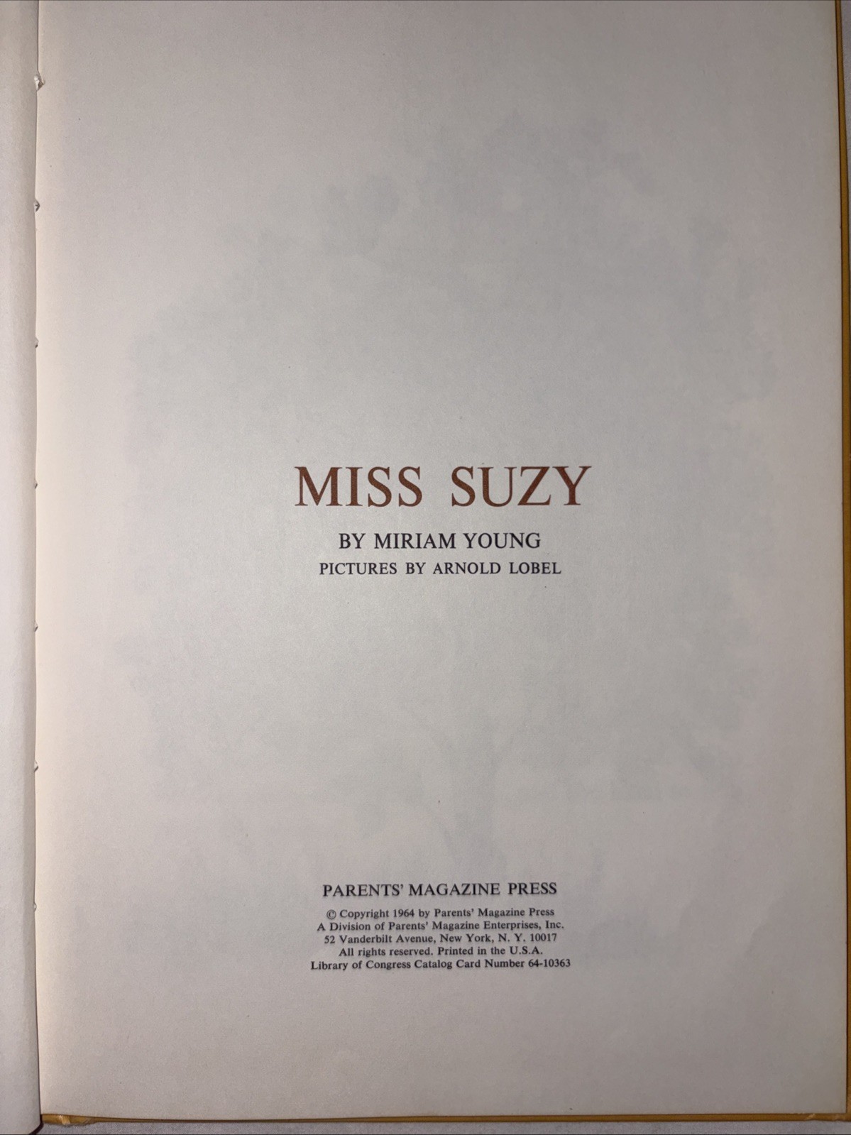MISS SUZY : by Miriam Young : illus Arnold Lobel : squirrel : vintage