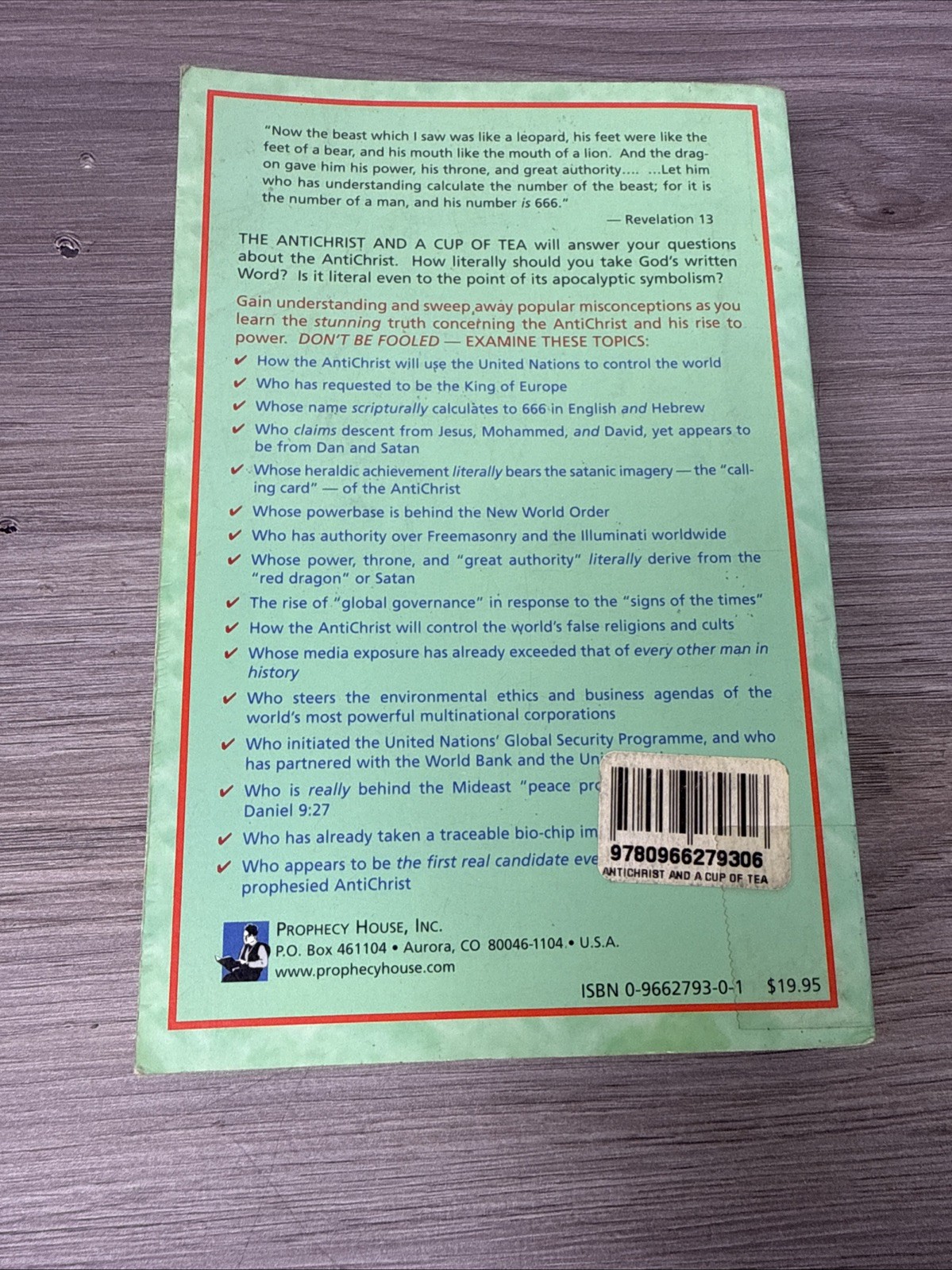 THE ANTICHRIST AND A CUP OF TEA Tim Cohen 1st Edition PB 1998 Conspiracy