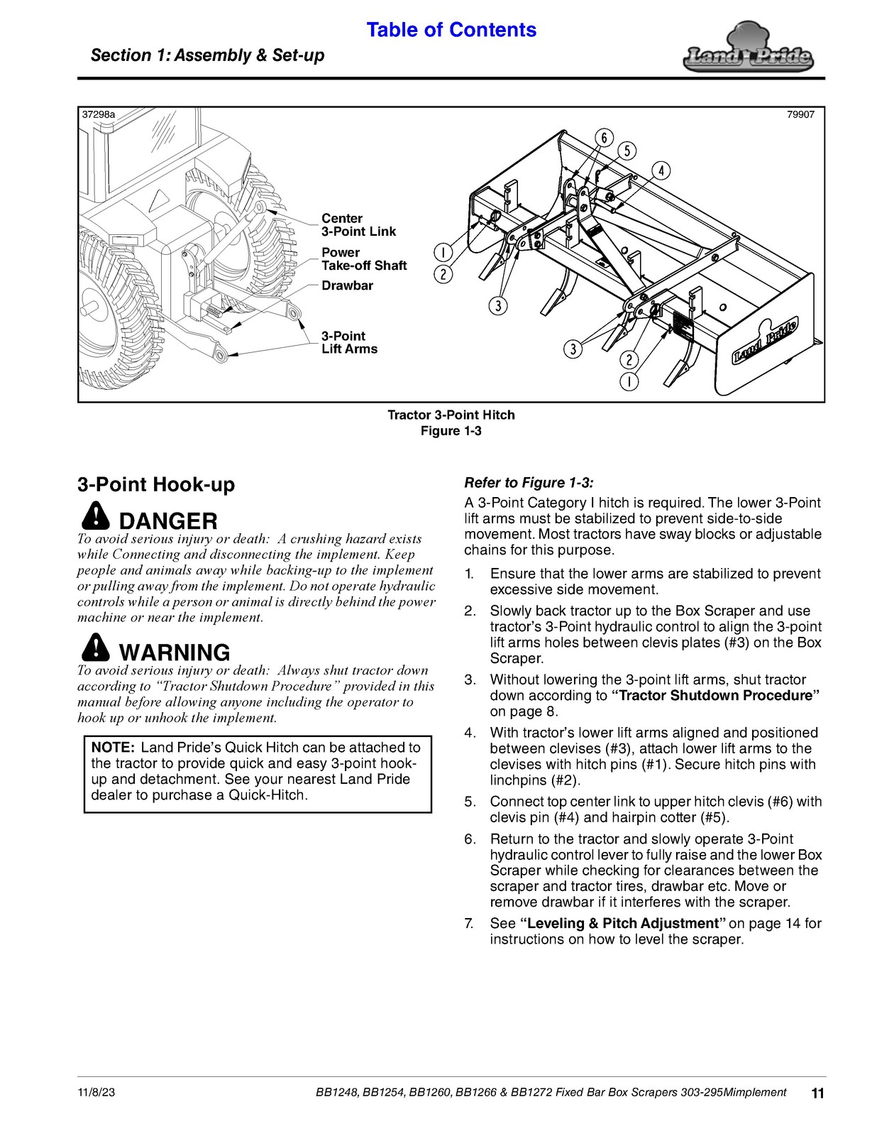 LAND PRIDE BB12 Series Box Scrapers Operators Manual – WIRE BOUND – TOUGH COVERS