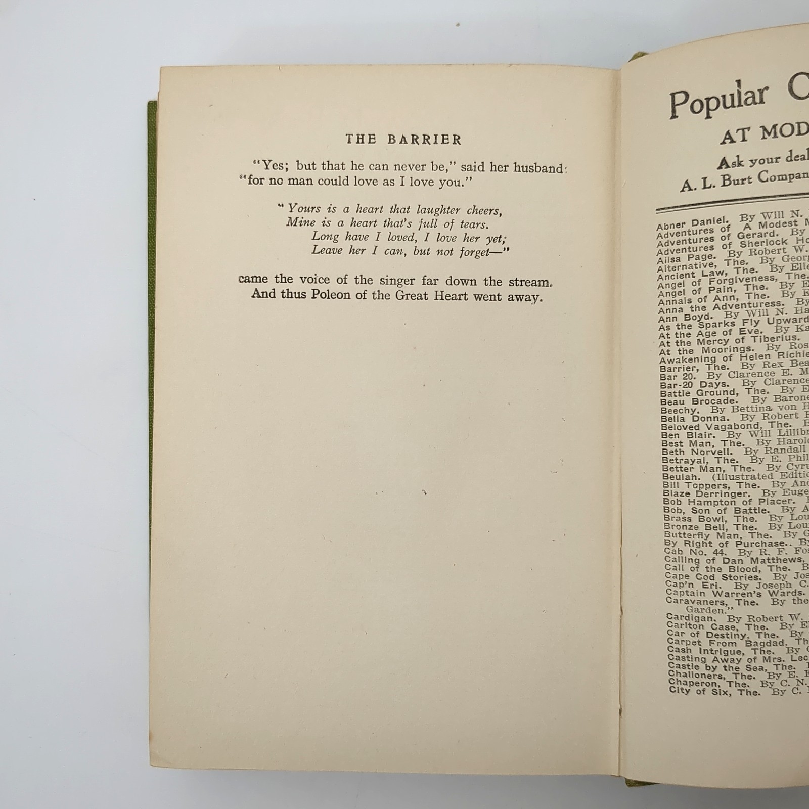 The Barrier Adventure Novel Illustrated Hardcover Book Rex Beach 1908