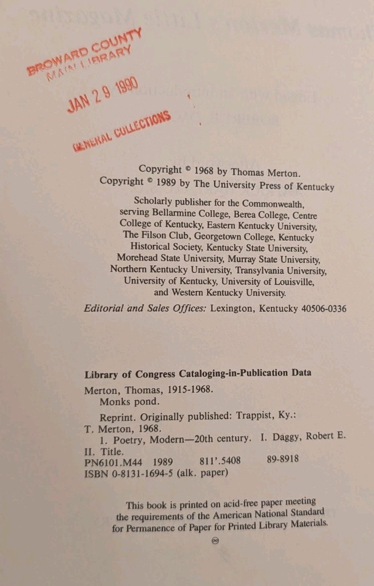 Monks Pond: Thomas Merton’s Little Magazine