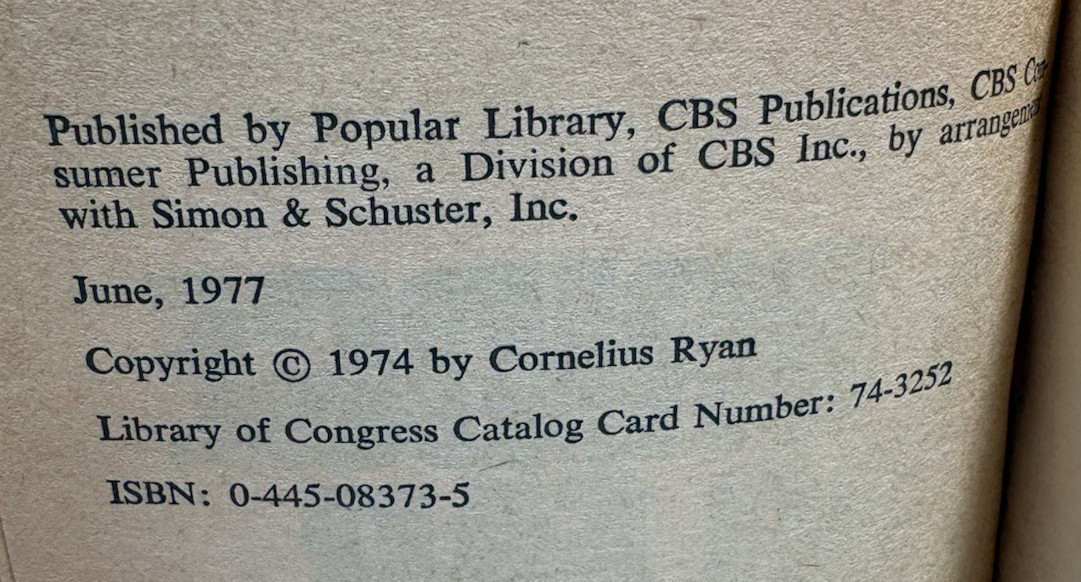 A Bridge Too Far by Cornelius Ryan, 1977 Movie Tie-In