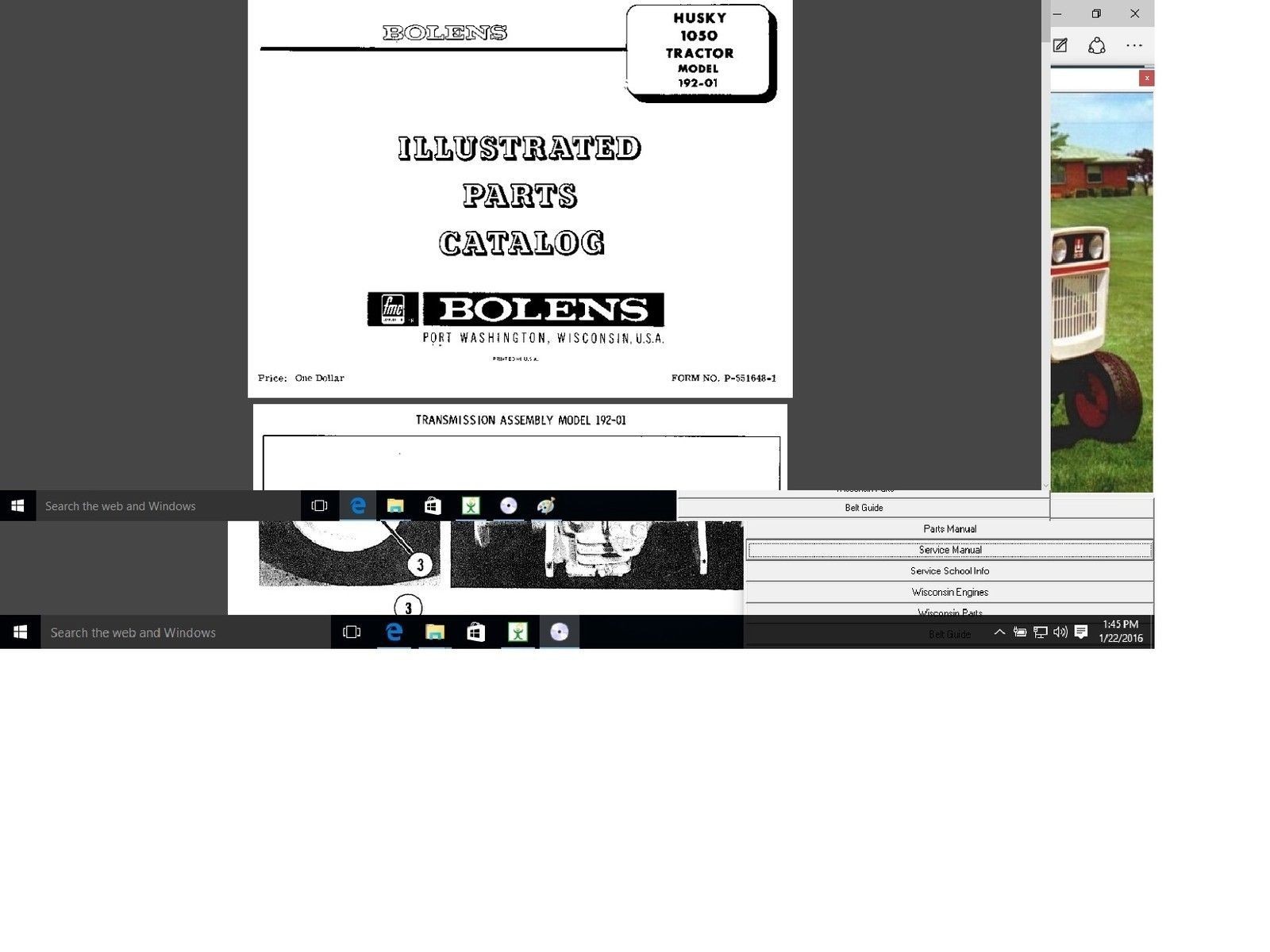 Bolens 1050 tractor service parts n owners manual library