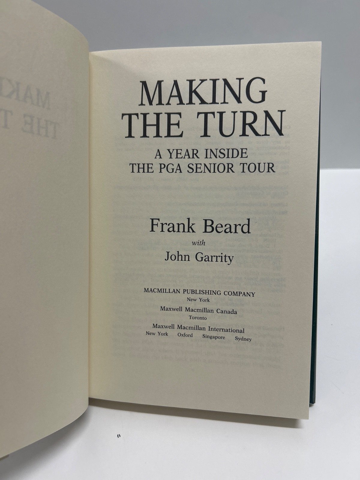 Vintage Golf Book “Making the Turn” by Frank Beard 1992. 260 pages like new no n