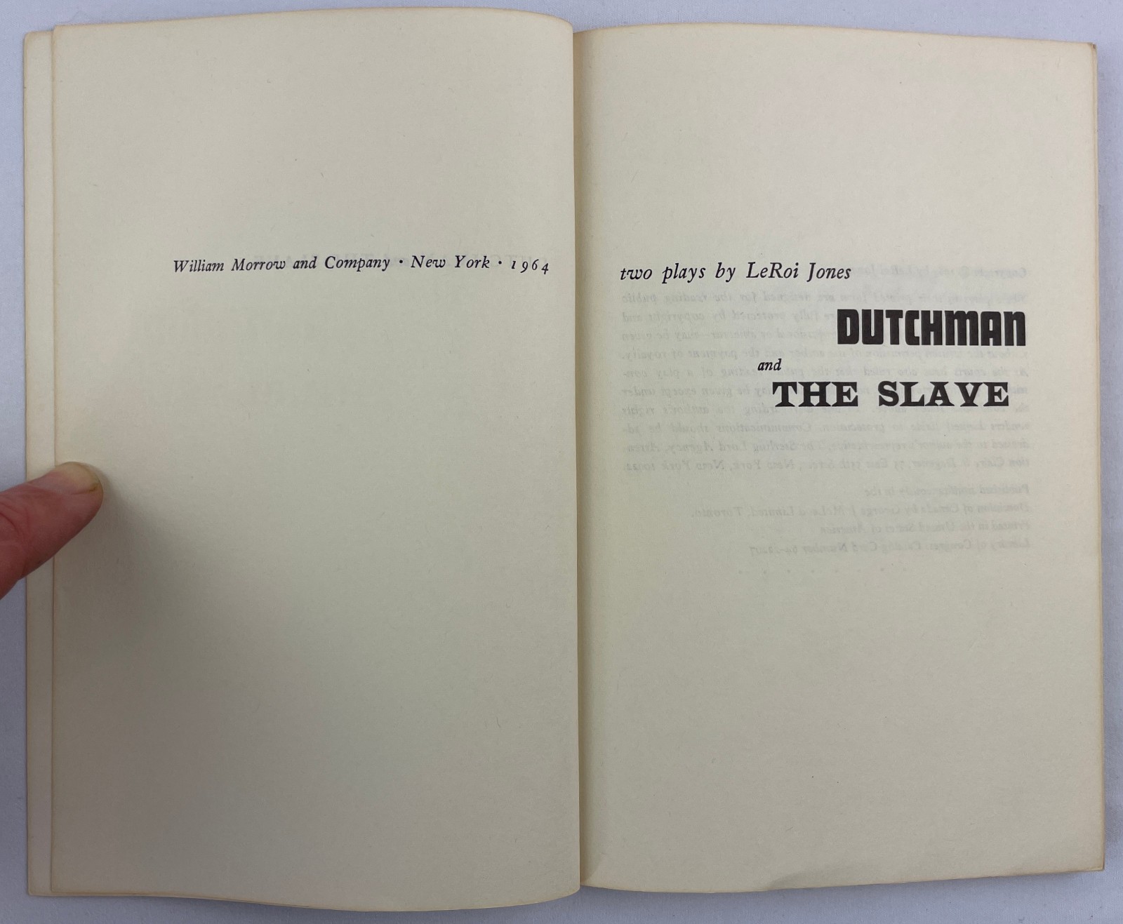 Dutchman & The Slave : Two Plays, LeRoi Jones, 1964, Amiri Baraka, TPBK