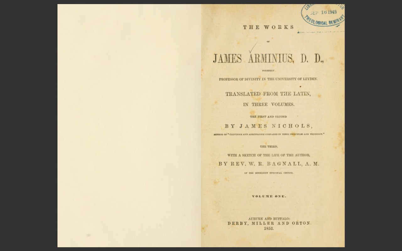 The Works of James Arminius, 1853 Edition, 3 VOLUME E-Book Set on CD-ROM