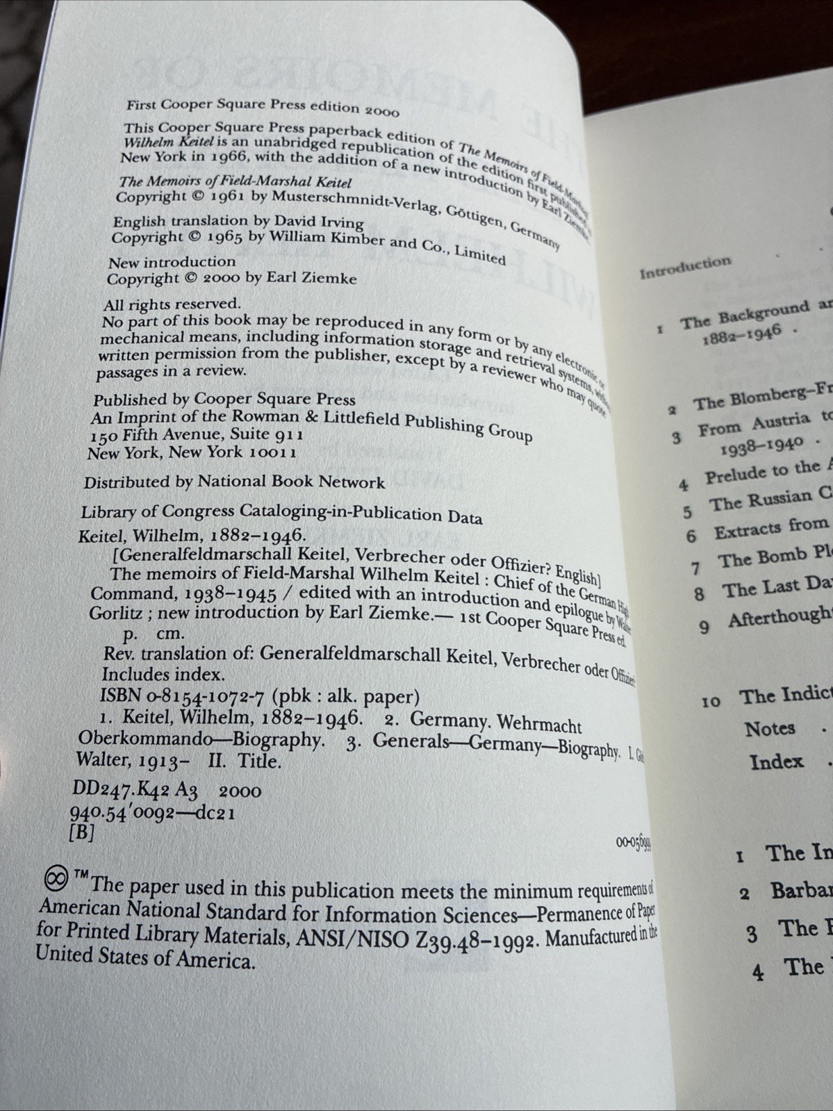 The Memoirs of Field-Marshal Wilhelm Keitel – 9780815410720