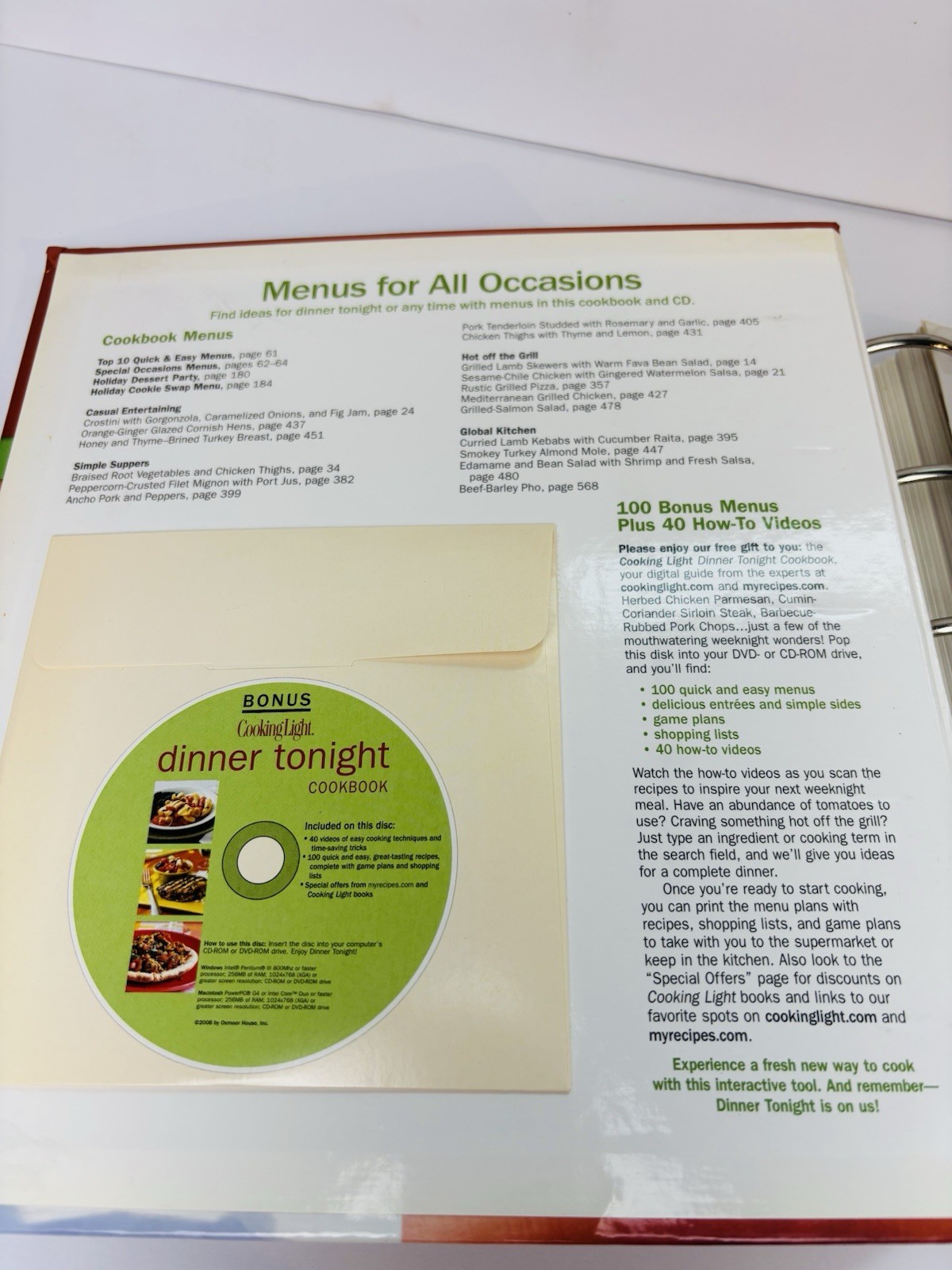Cooking Light Complete Cookbook 2008 Oxmoor Bonus Interactive CD