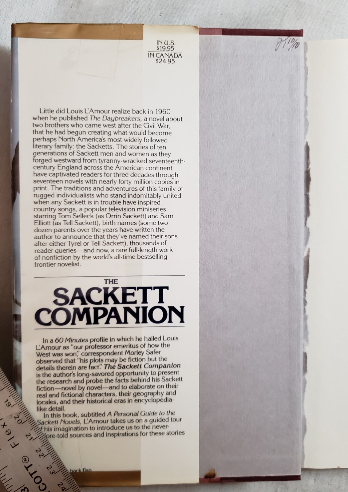 Sackett Companion by Louis L’Amour (1988, Hardcover) DJ Ex-Library p341 Bantam
