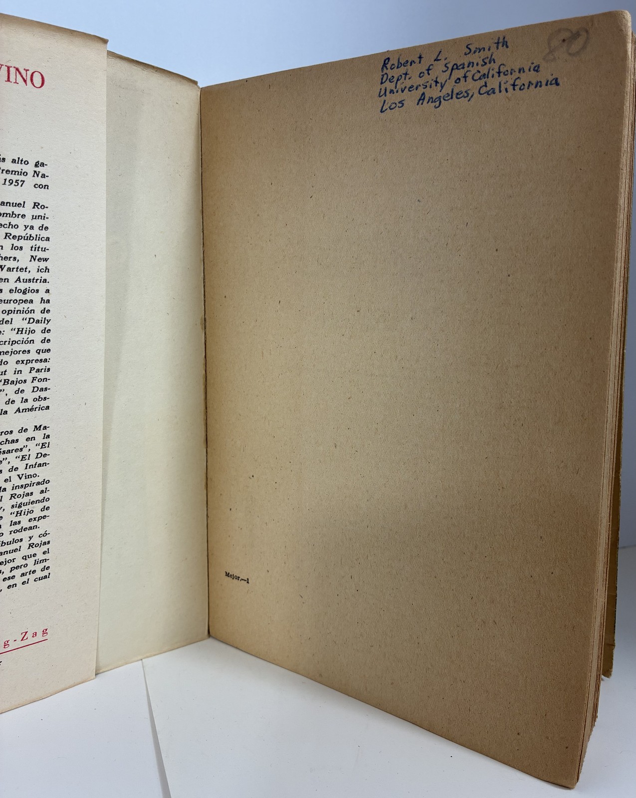 Manuel Rojas – Mejor que el Vino – 1958 Chilean Edition – Vintage Spanish Novel