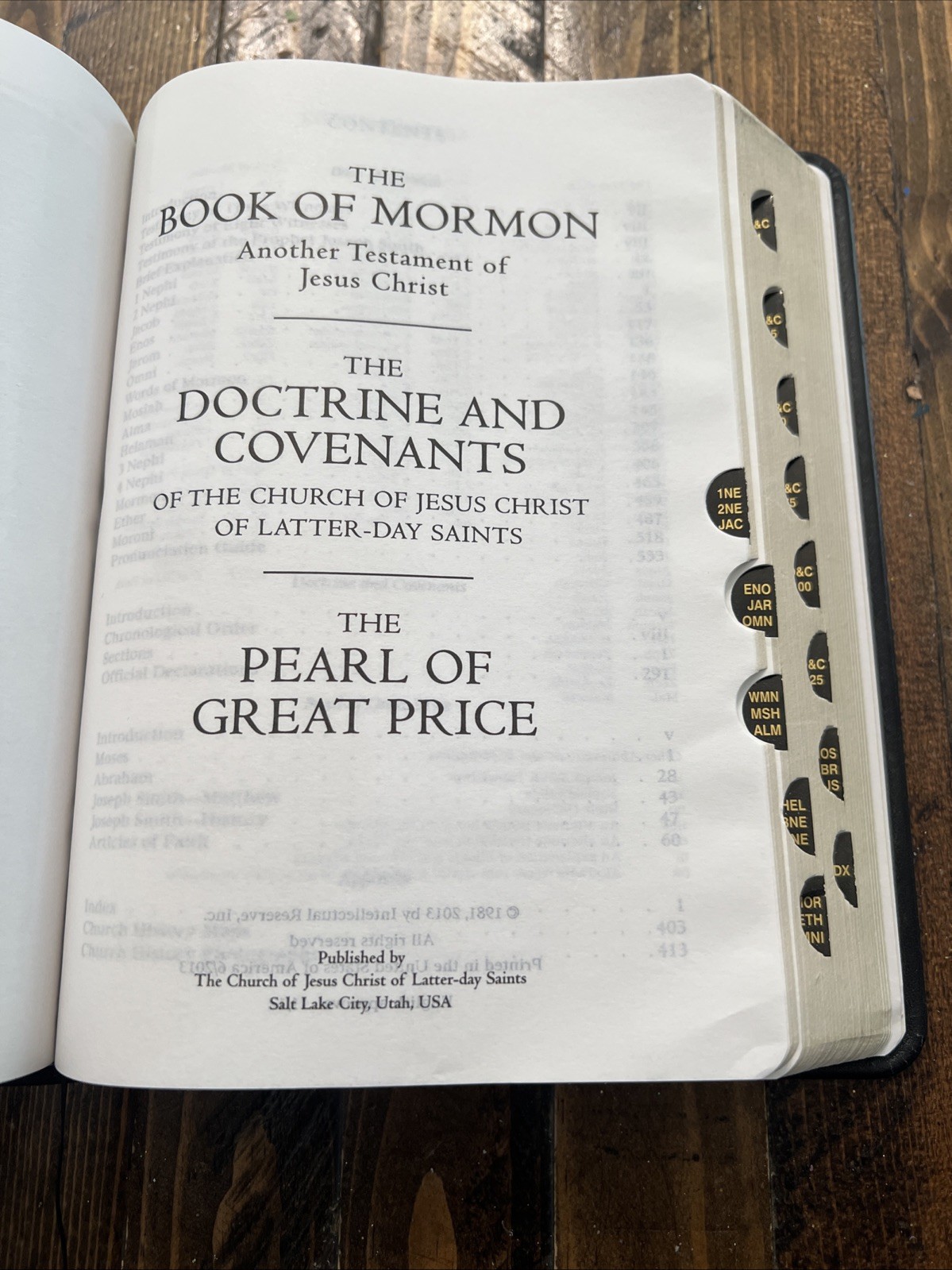 2013 Black Simulated Leather LDS Quad Scriptures 7-1/2” X5-1/2” Clean!