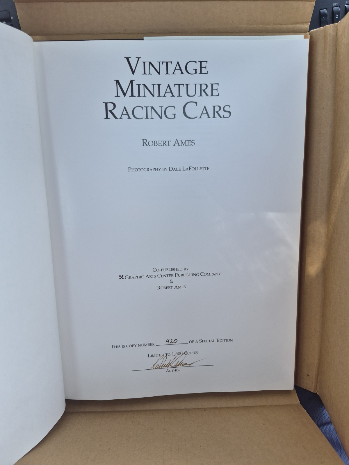 Vintage Miniature Racing Cars, Bob Ames, (Signed & numbered 920/1500) 1st ed.