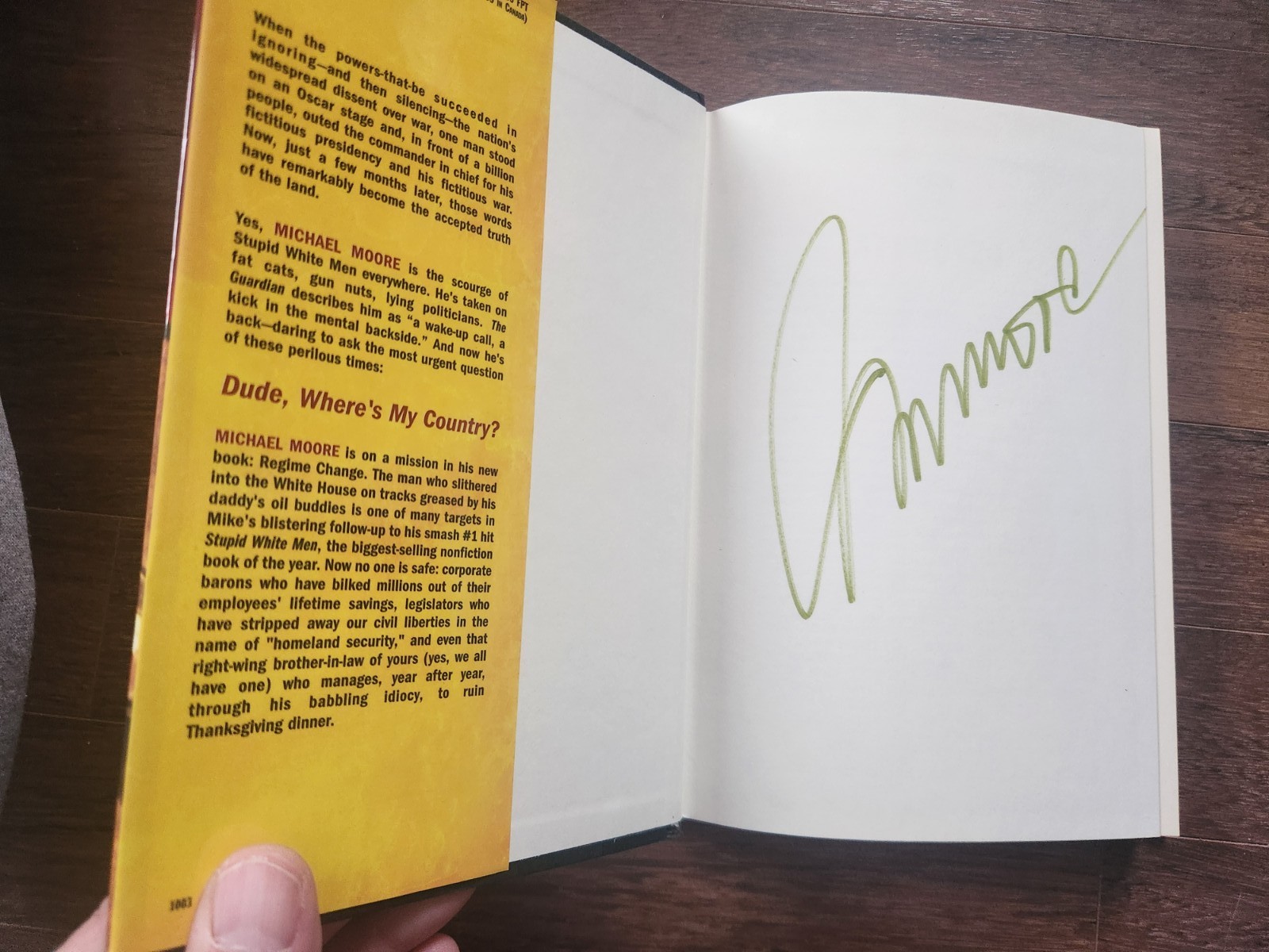 Michael Moore SIGNED Dude, Where’s My Country? 2003 First Edition Hardcover COA