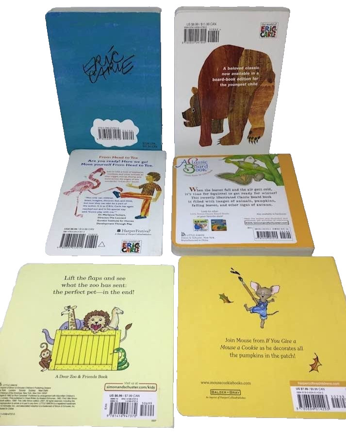 Toddler Board Books Lot Eric Carle Pumpkin Day Squirrel Zoo Head Toe Brown Bear