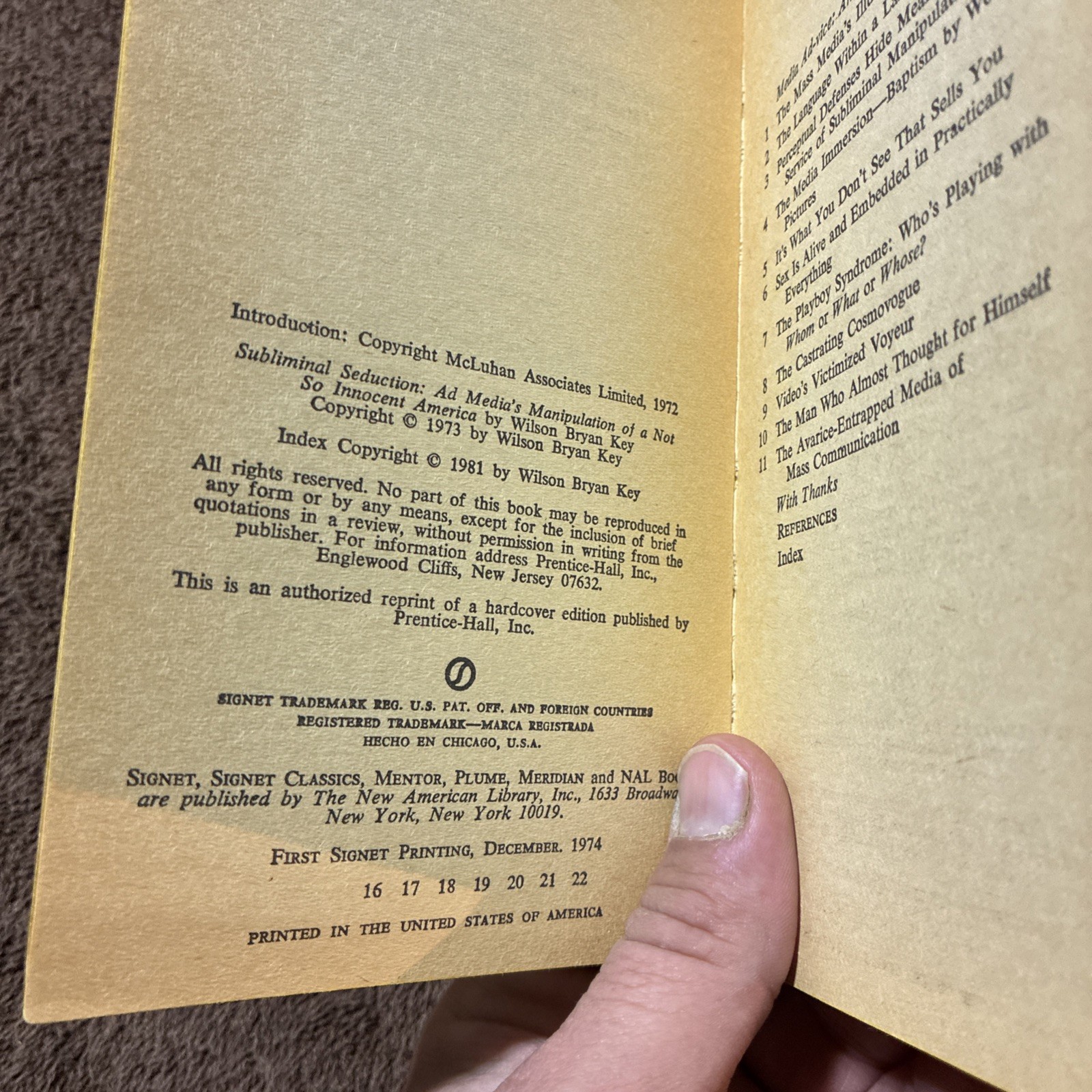Rare Subliminal Seduction Wilson Bryan Key COLLECTIBLE 1974 PB