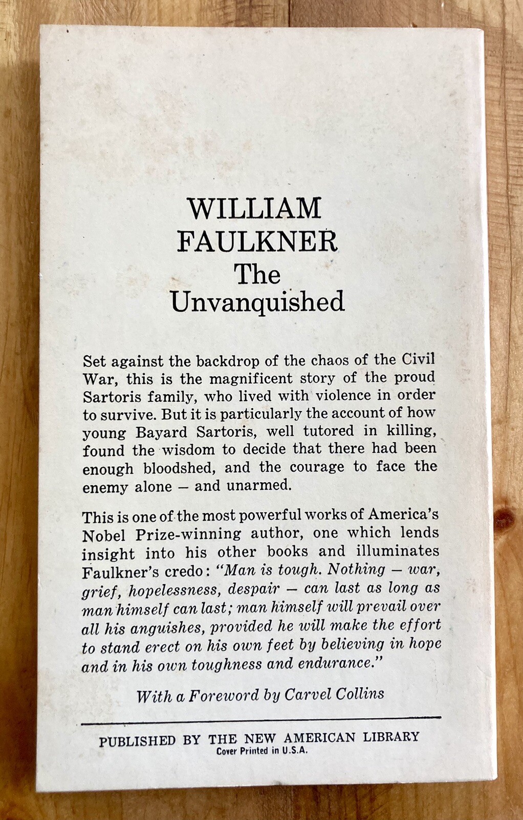 THE UNVANQUISHED by WILLIAM FAULKNER 1962 VINTAGE SIGNET PB BOOK CLASSIC NOVEL